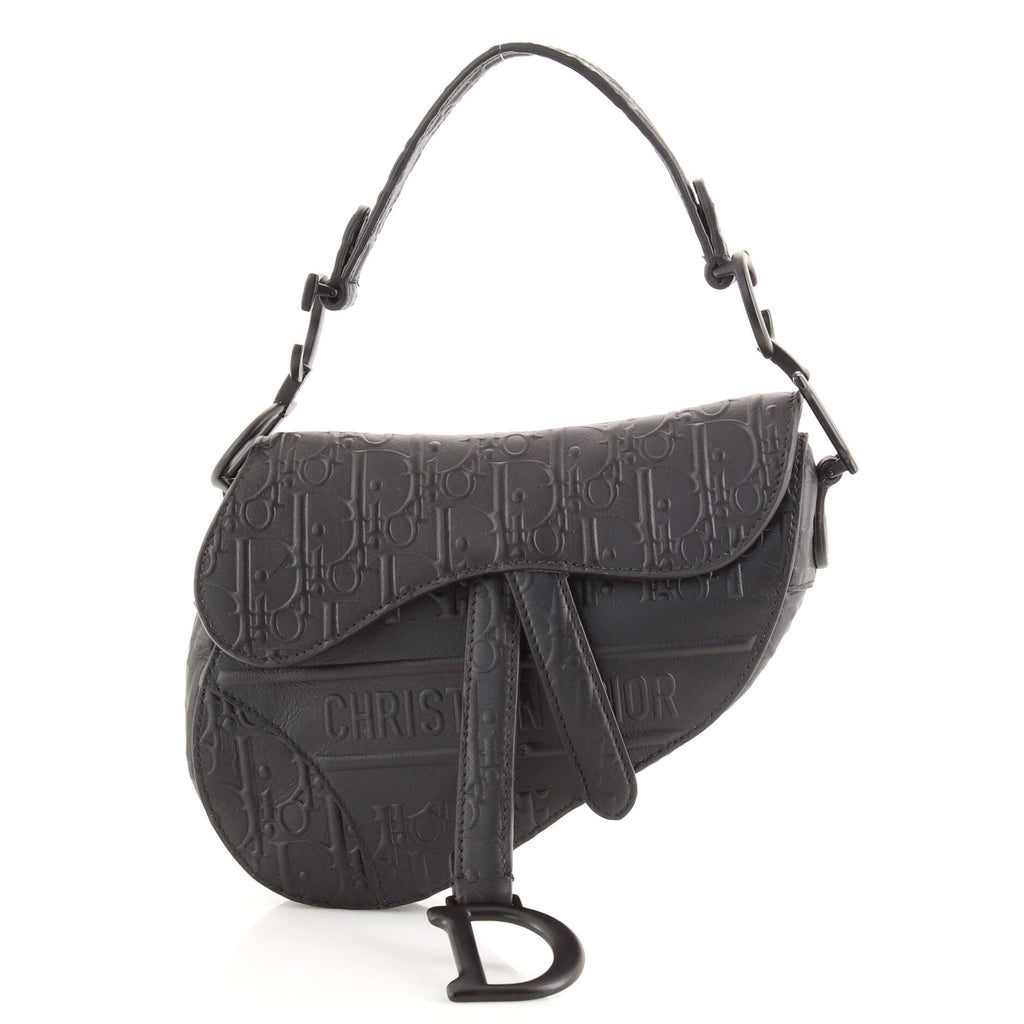 Saddle Handbag Oblique Embossed Calfskin Mini