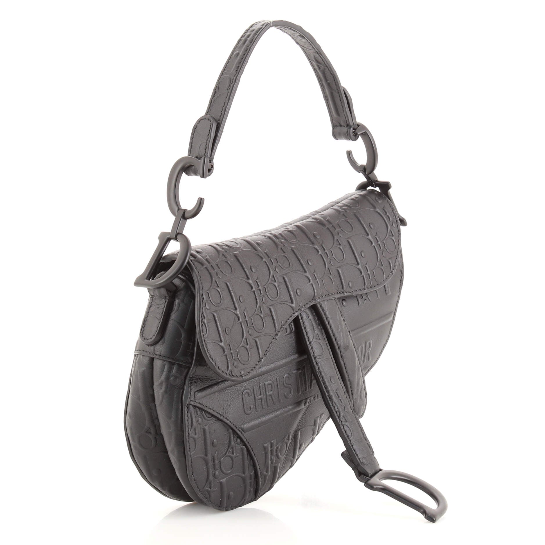 Saddle Handbag Oblique Embossed Calfskin Mini