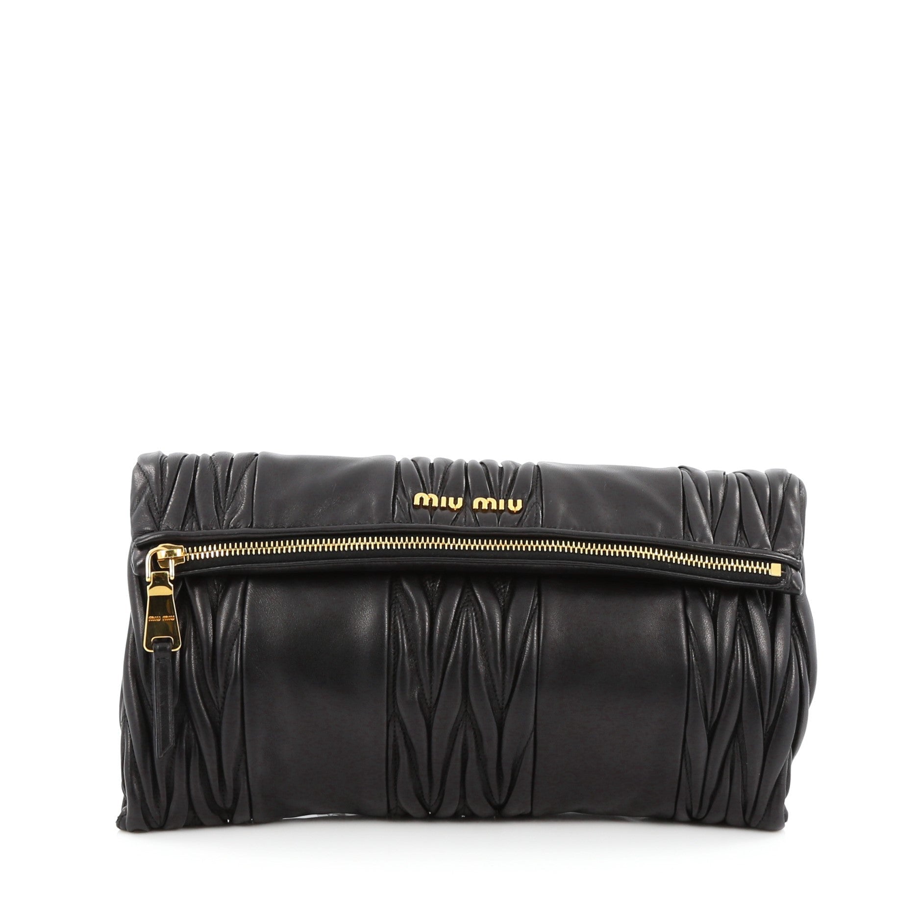 Convertible Paneled Fold Over Clutch Matelasse Leather Large