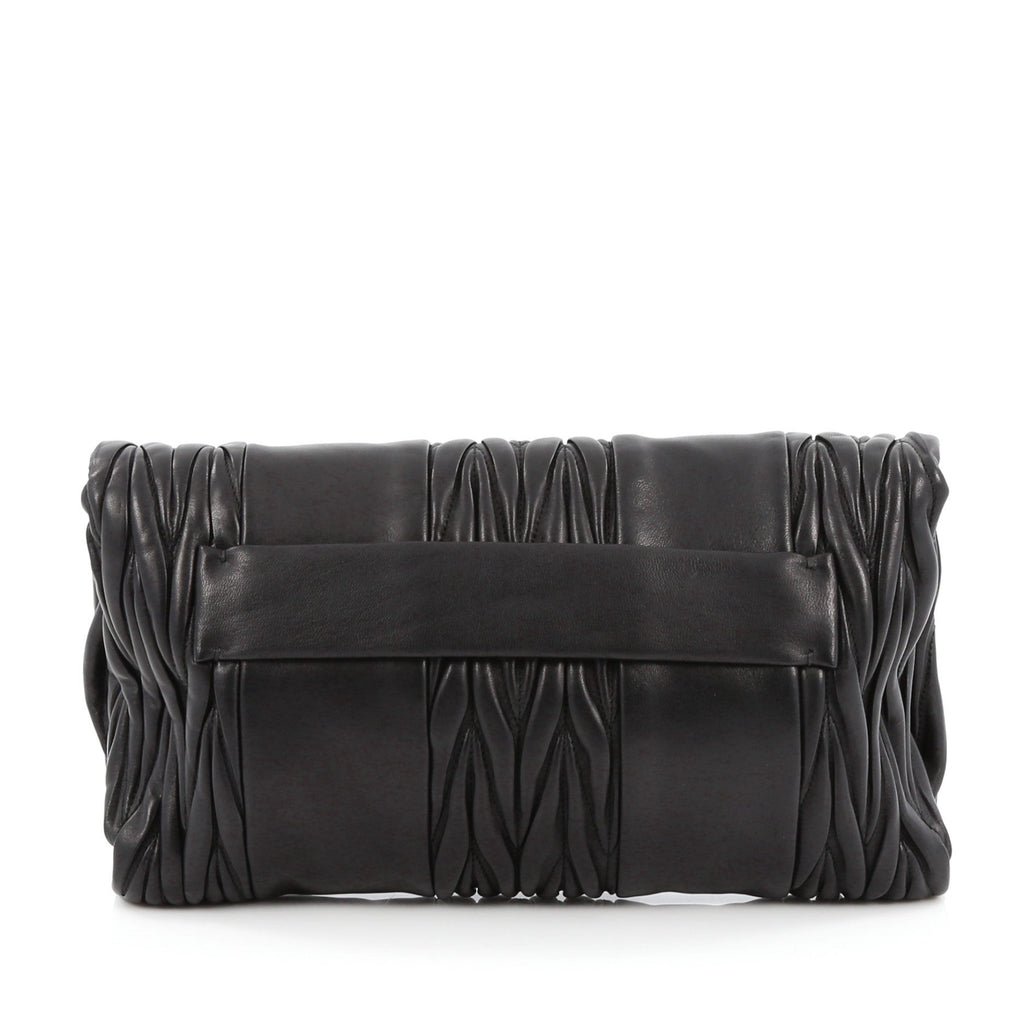 Convertible Paneled Fold Over Clutch Matelasse Leather Large