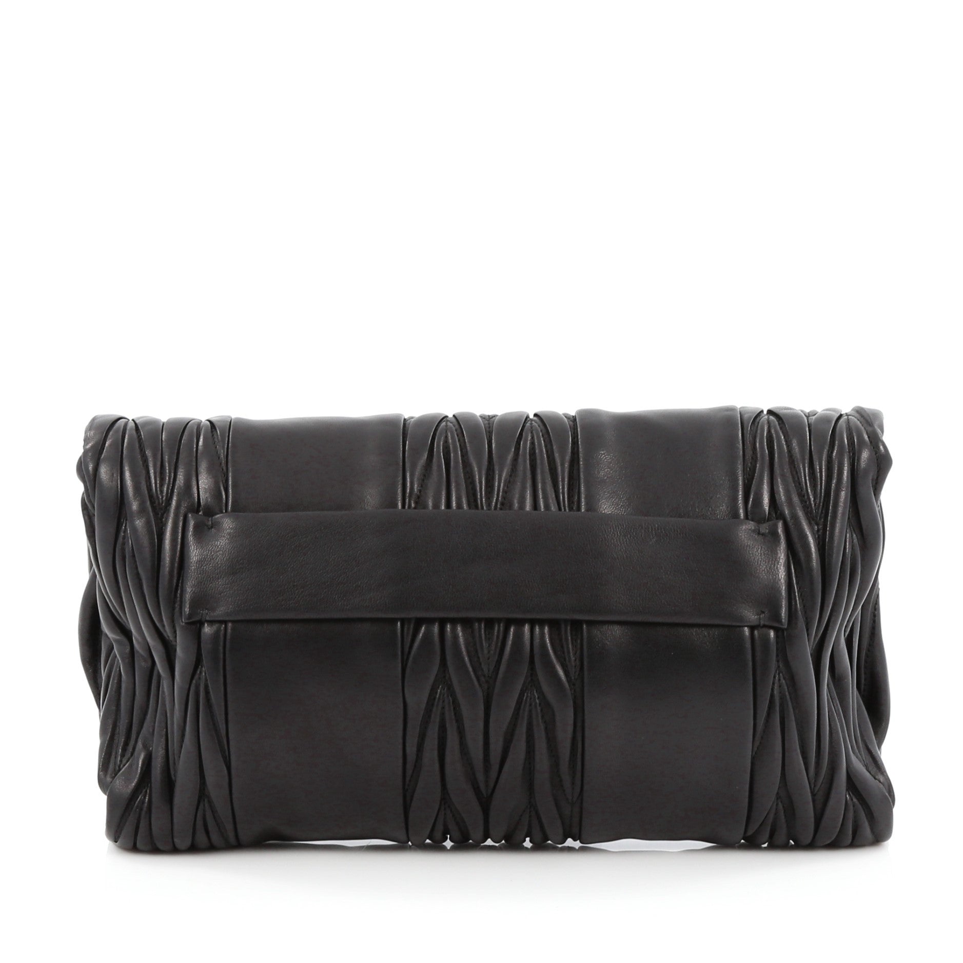 Convertible Paneled Fold Over Clutch Matelasse Leather Large