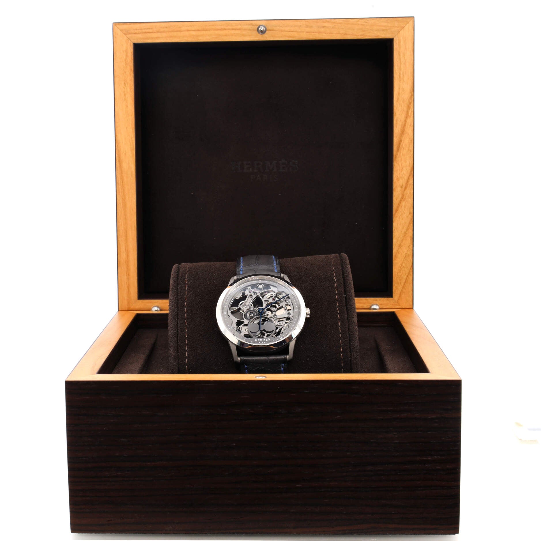 Slim d'Hermes Squelette Lune Automatic Watch Platinum with Titanium and Alligator 40
