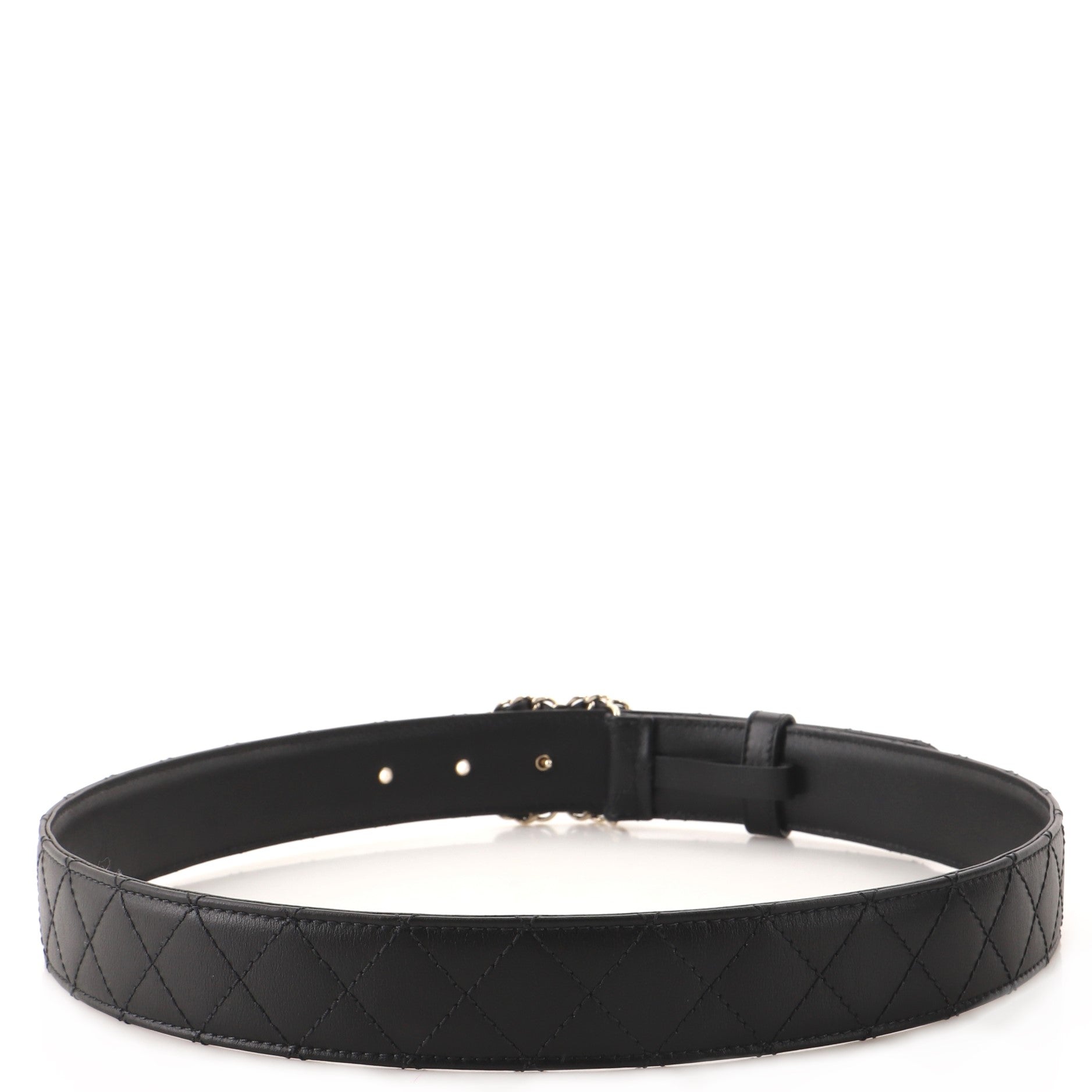 Woven Chain CC Buckle Belt Quilted Leather Medium 80