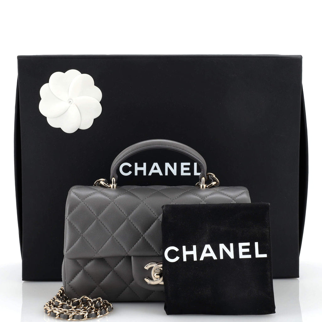 Classic Single Flap Top Handle Bag Quilted Lambskin Mini