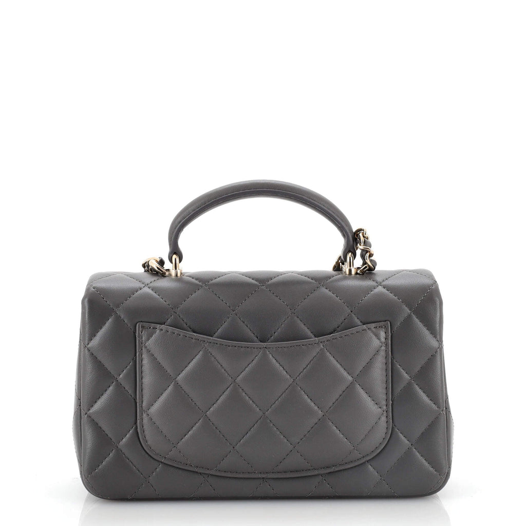 Classic Single Flap Top Handle Bag Quilted Lambskin Mini