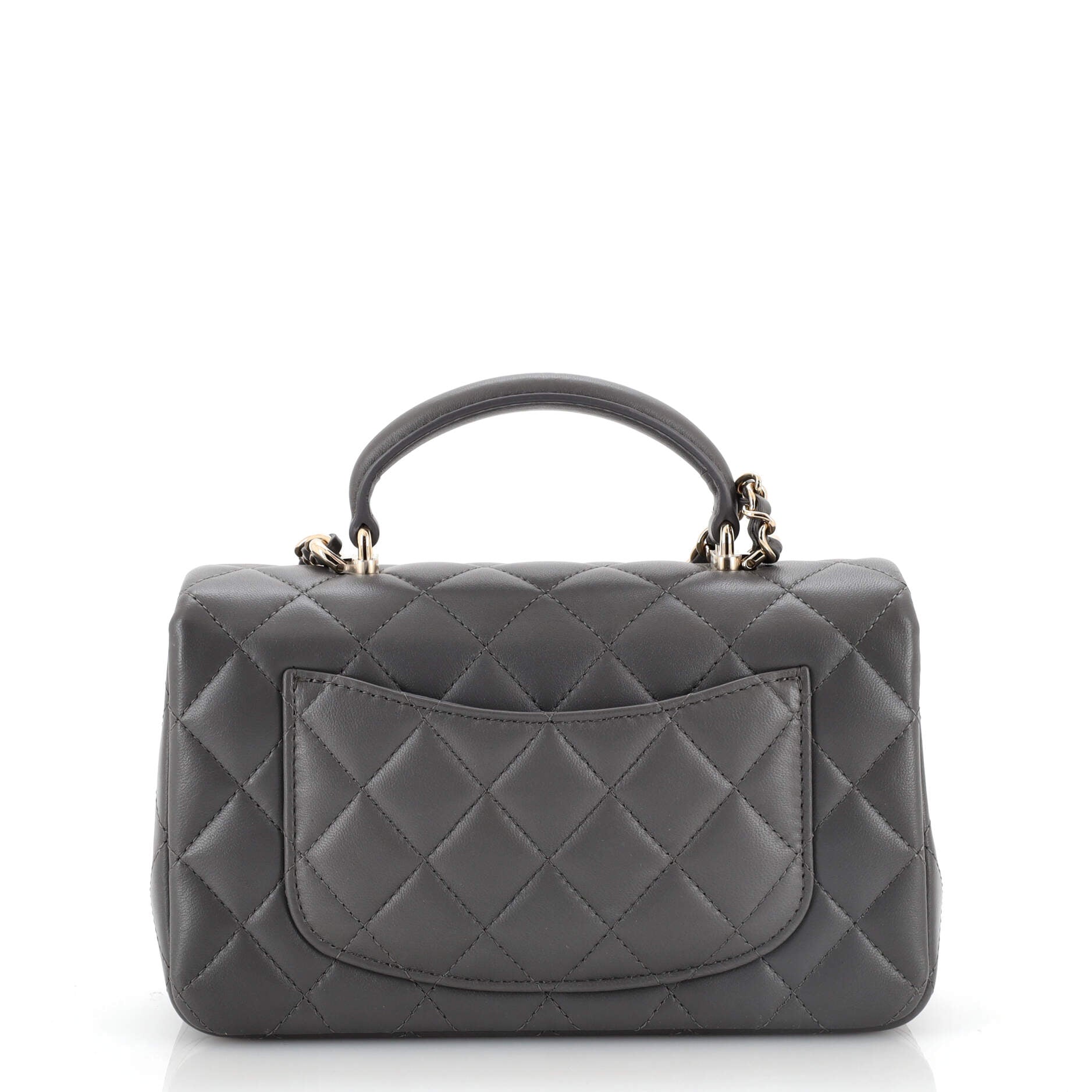 Classic Single Flap Top Handle Bag Quilted Lambskin Mini