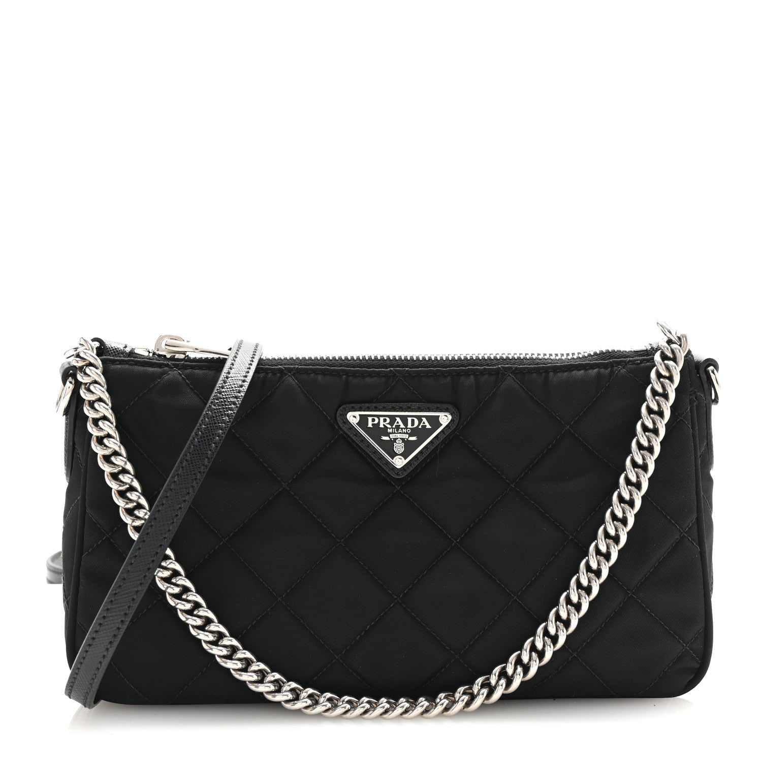 Nylon Tessuto Impuntu Quilted Crossbody Bag Black