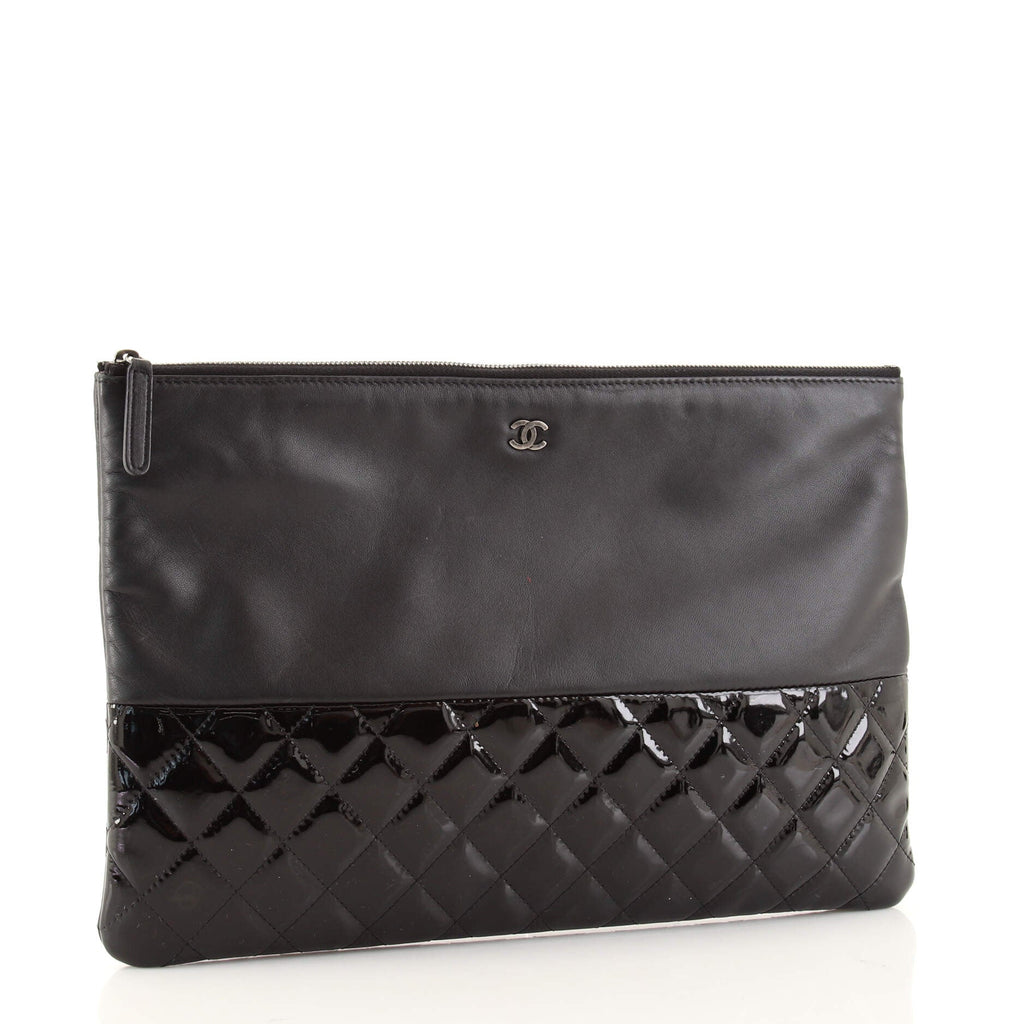 O Case Clutch Lambskin and Quilted Patent Large
