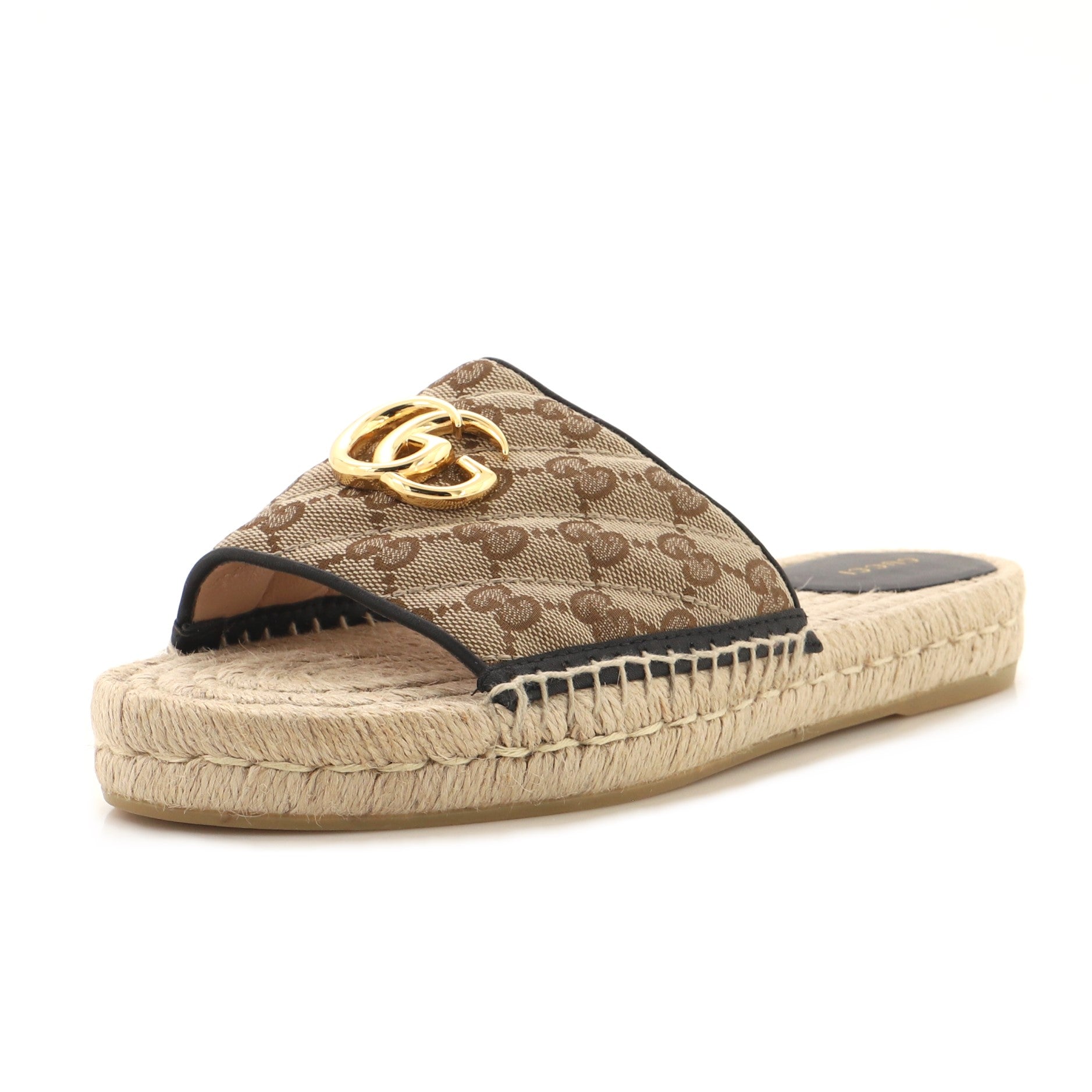 Women's GG Marmont Espadrilles Slide Sandals Diagonal Quilted GG Canvas