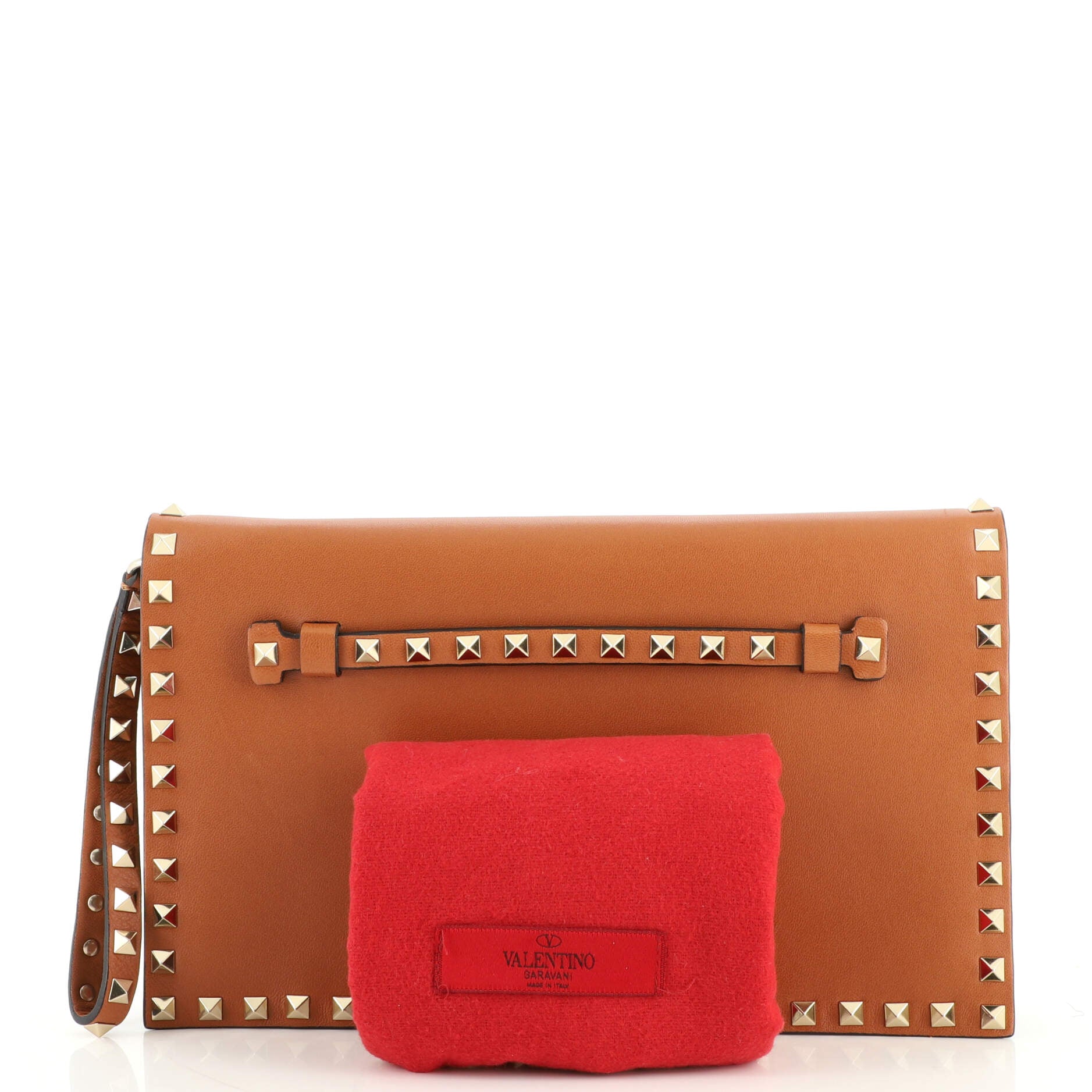 Rockstud Flap Clutch Leather