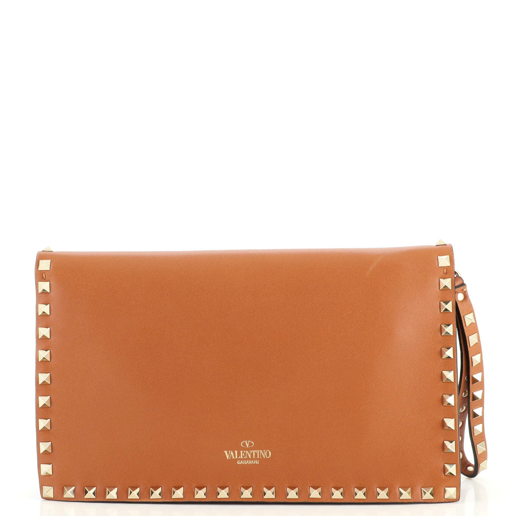 Rockstud Flap Clutch Leather