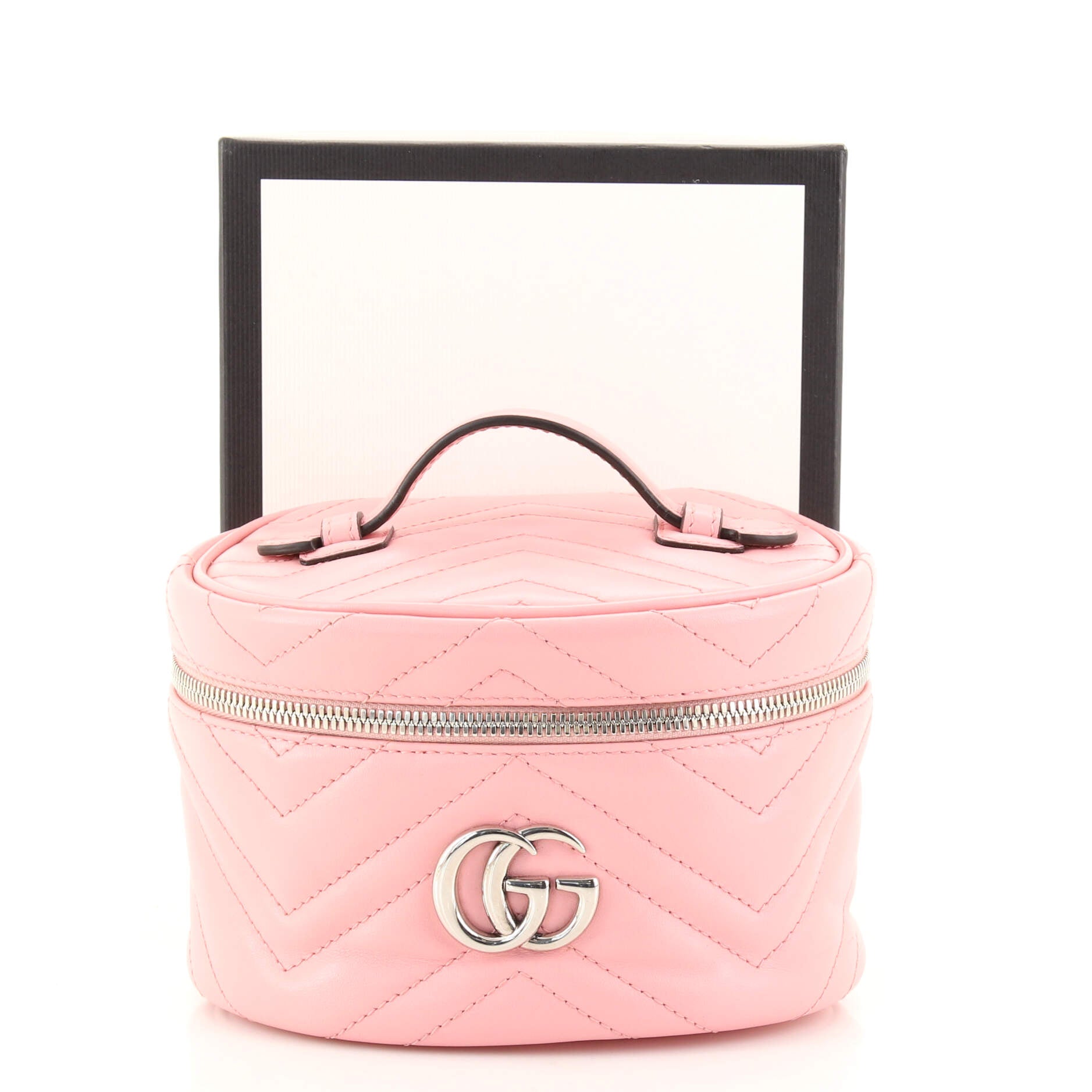 GG Marmont Top Handle Cosmetic Case Matelasse Leather Mini