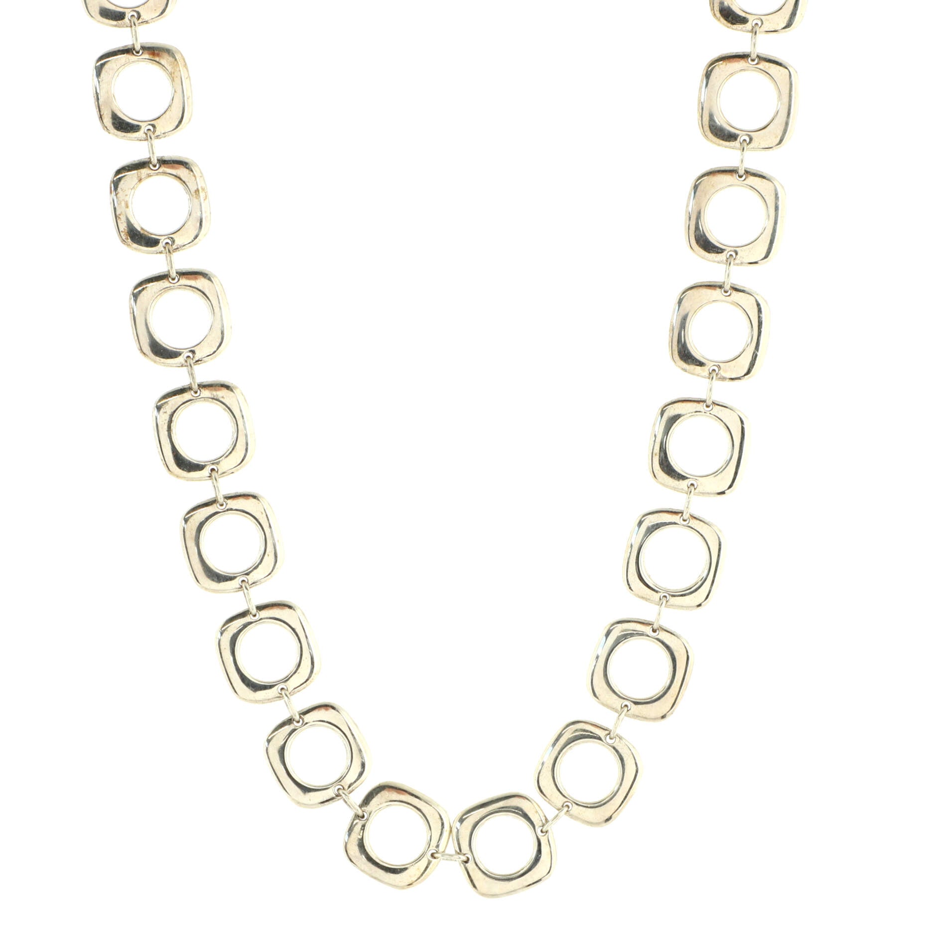 Elsa Peretti Square Cushion Link Necklace Sterling Silver