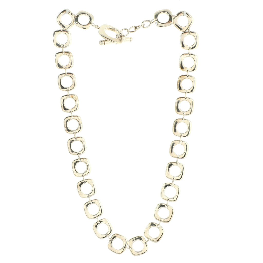 Elsa Peretti Square Cushion Link Necklace Sterling Silver