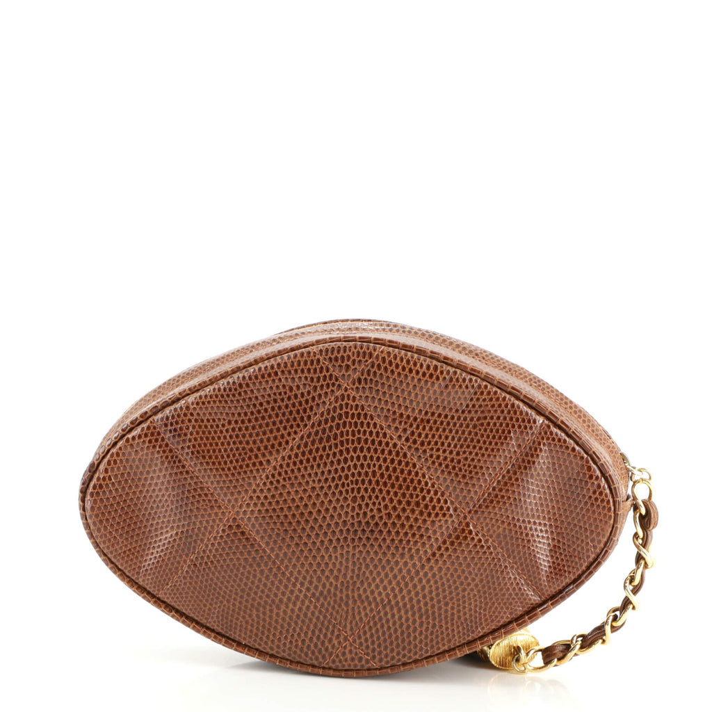 Vintage CC Tassel Zip Clutch Quilted Lizard Small