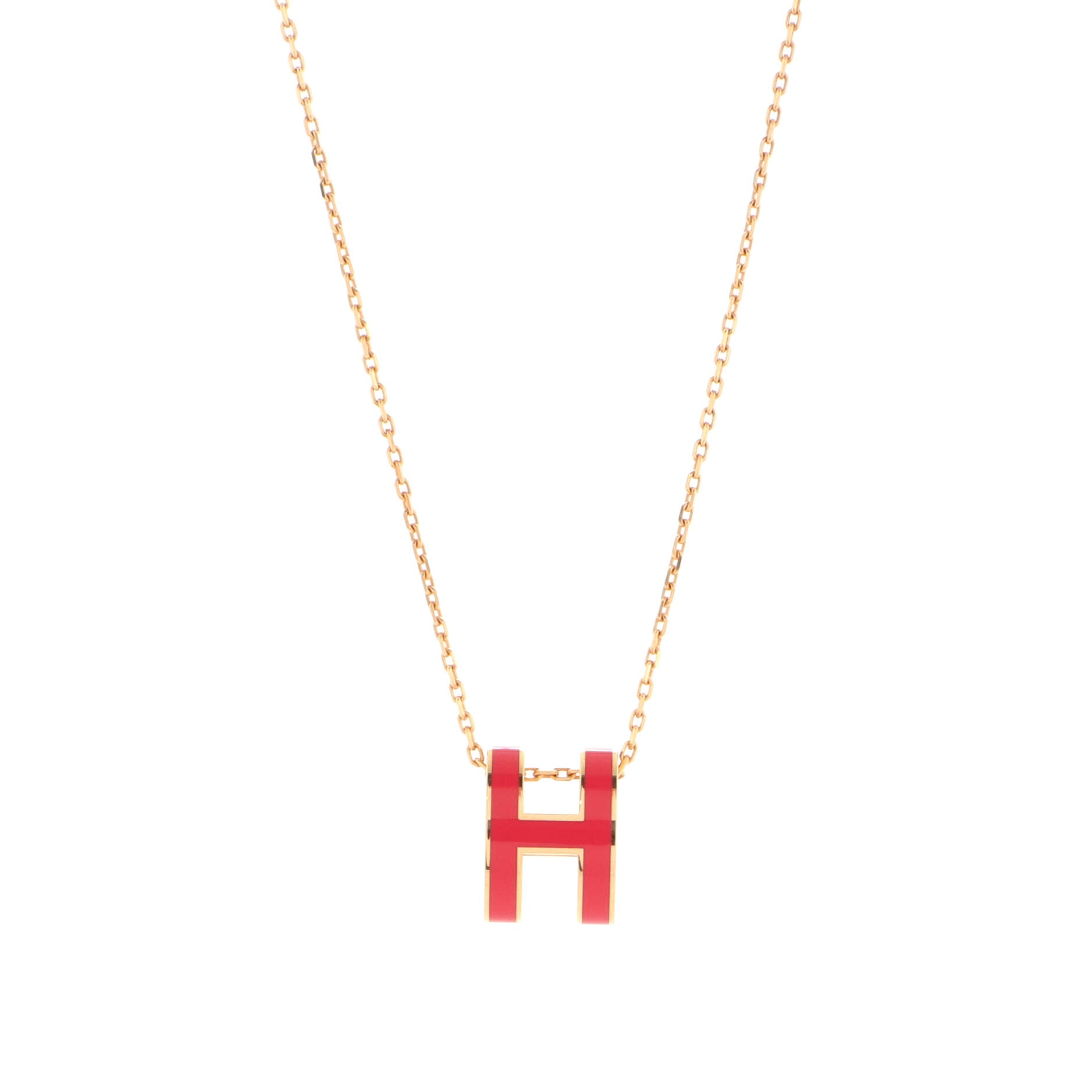 Pop H Pendant Chain Necklace Metal and Enamel