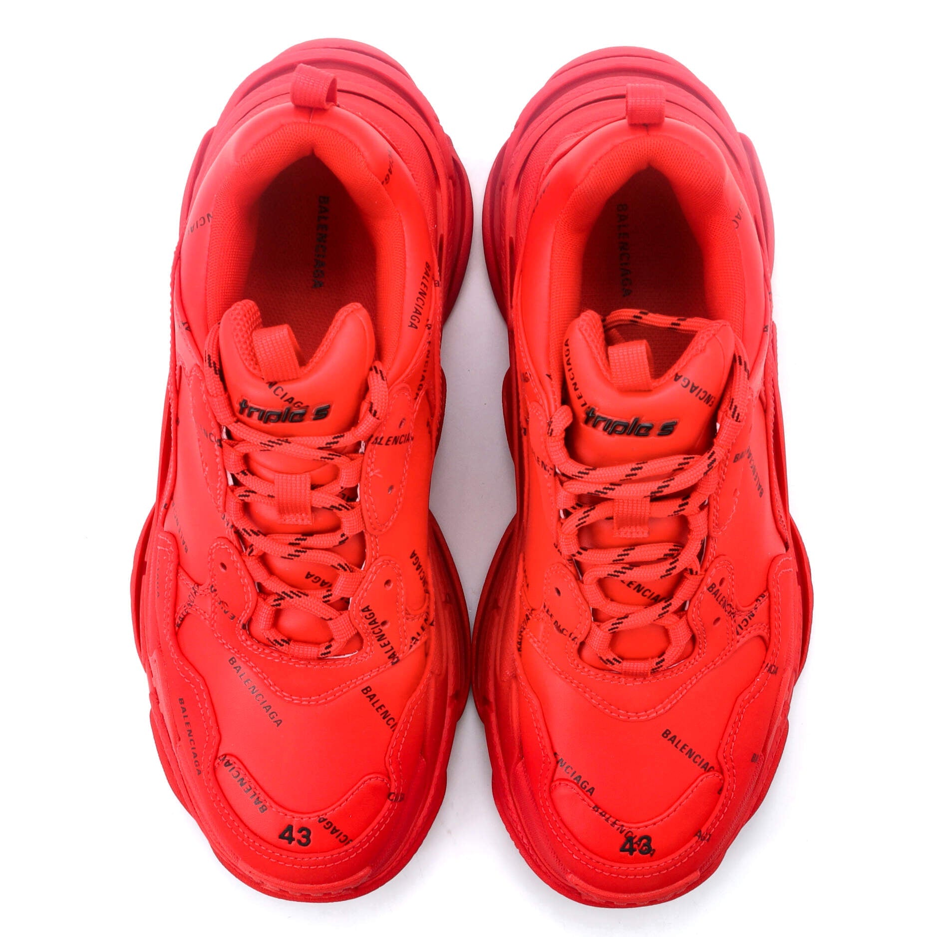Men's Allover Logo Triple S Sneakers Printed Technical Fabric and Faux Leather