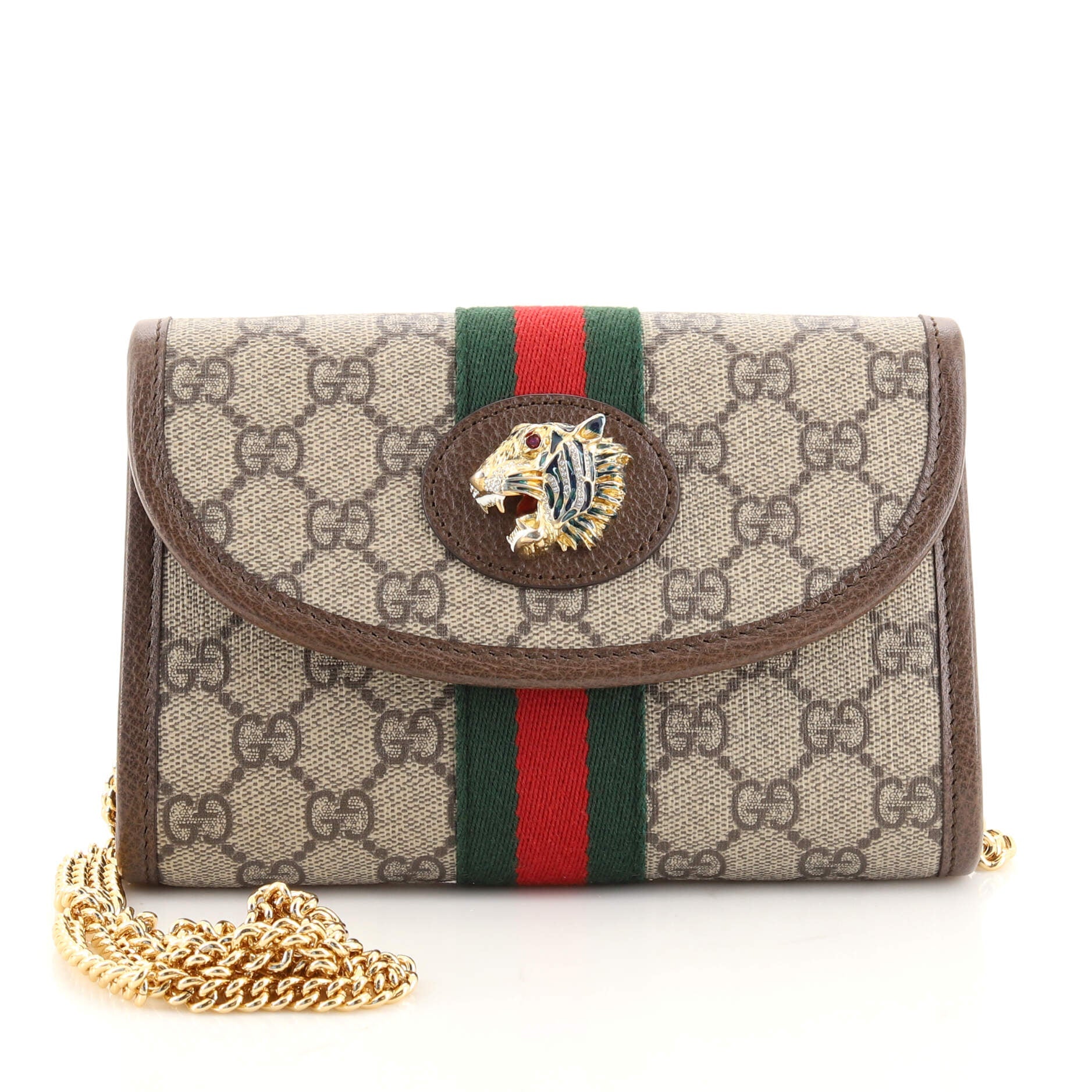 Rajah Web Chain Shoulder Bag GG Coated Canvas Mini