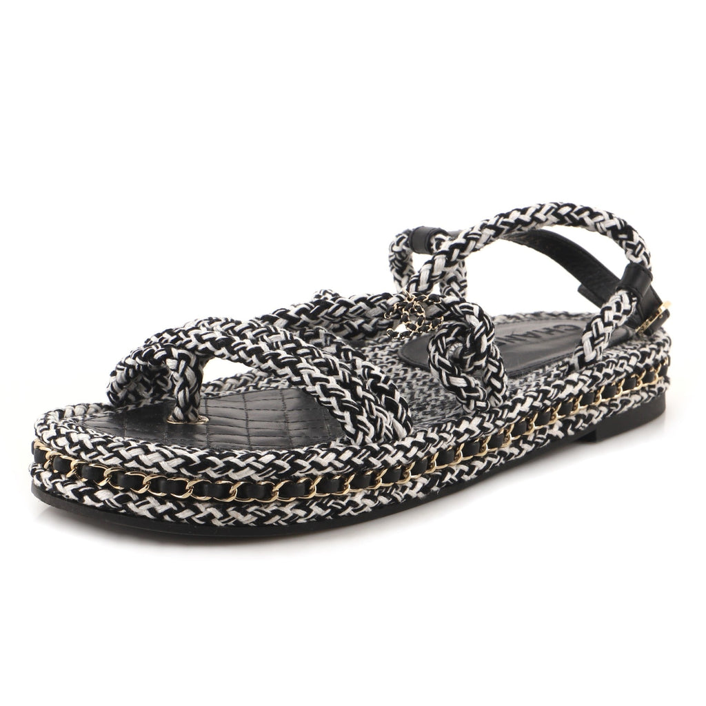 Women's CC Chain Sandals Braided Cord
