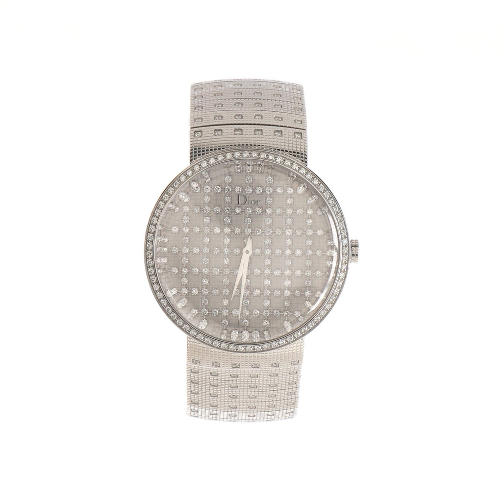 La D De Dior Quartz Watch Stainless Steel and Diamonds with Diamond Bezel and Dial 38