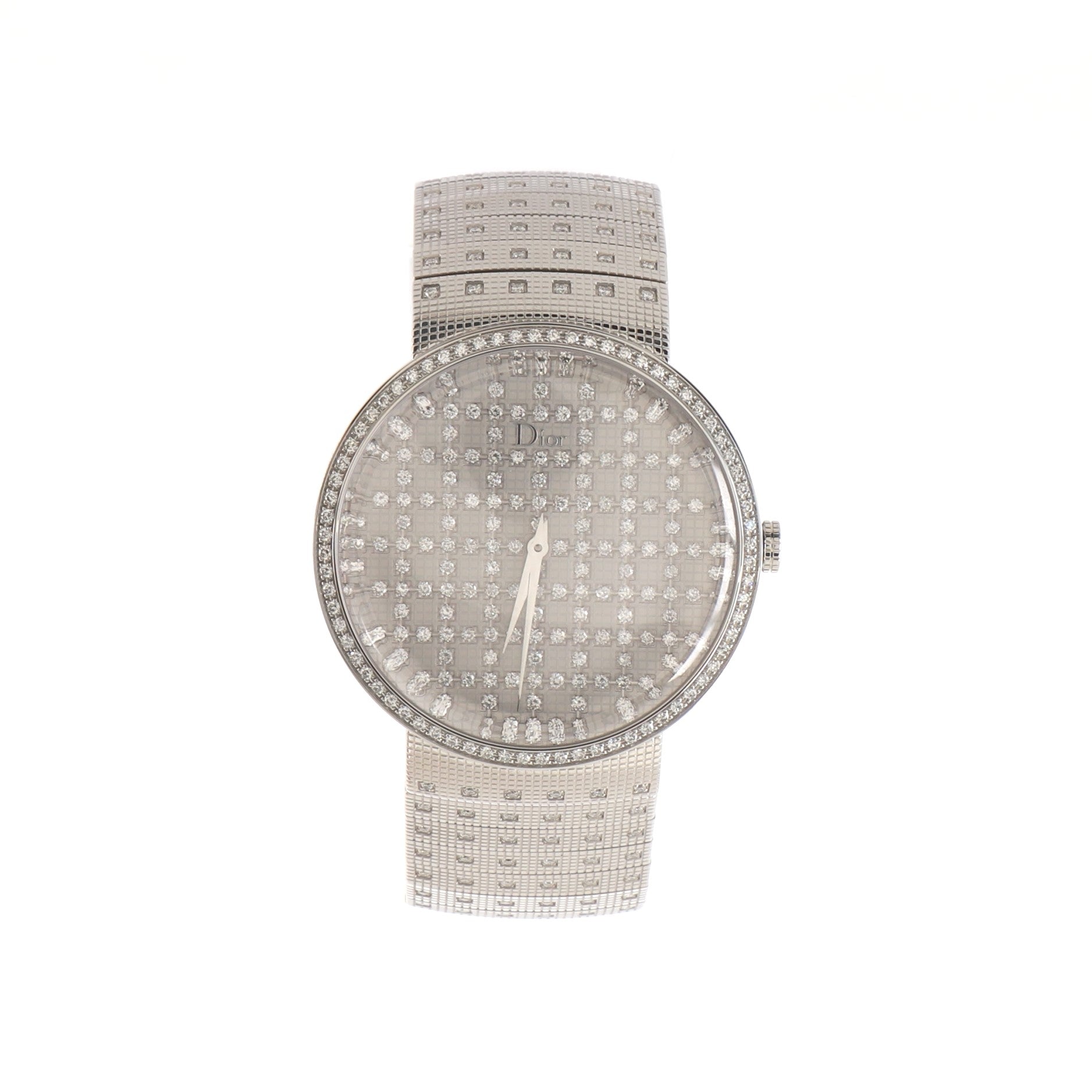 La D De Dior Quartz Watch Stainless Steel and Diamonds with Diamond Bezel and Dial 38