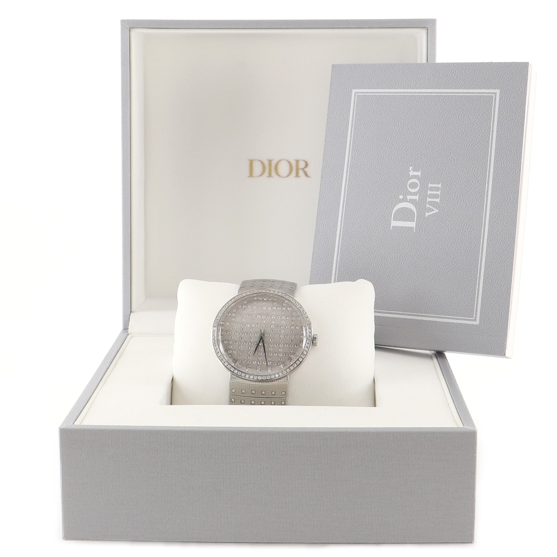 La D De Dior Quartz Watch Stainless Steel and Diamonds with Diamond Bezel and Dial 38