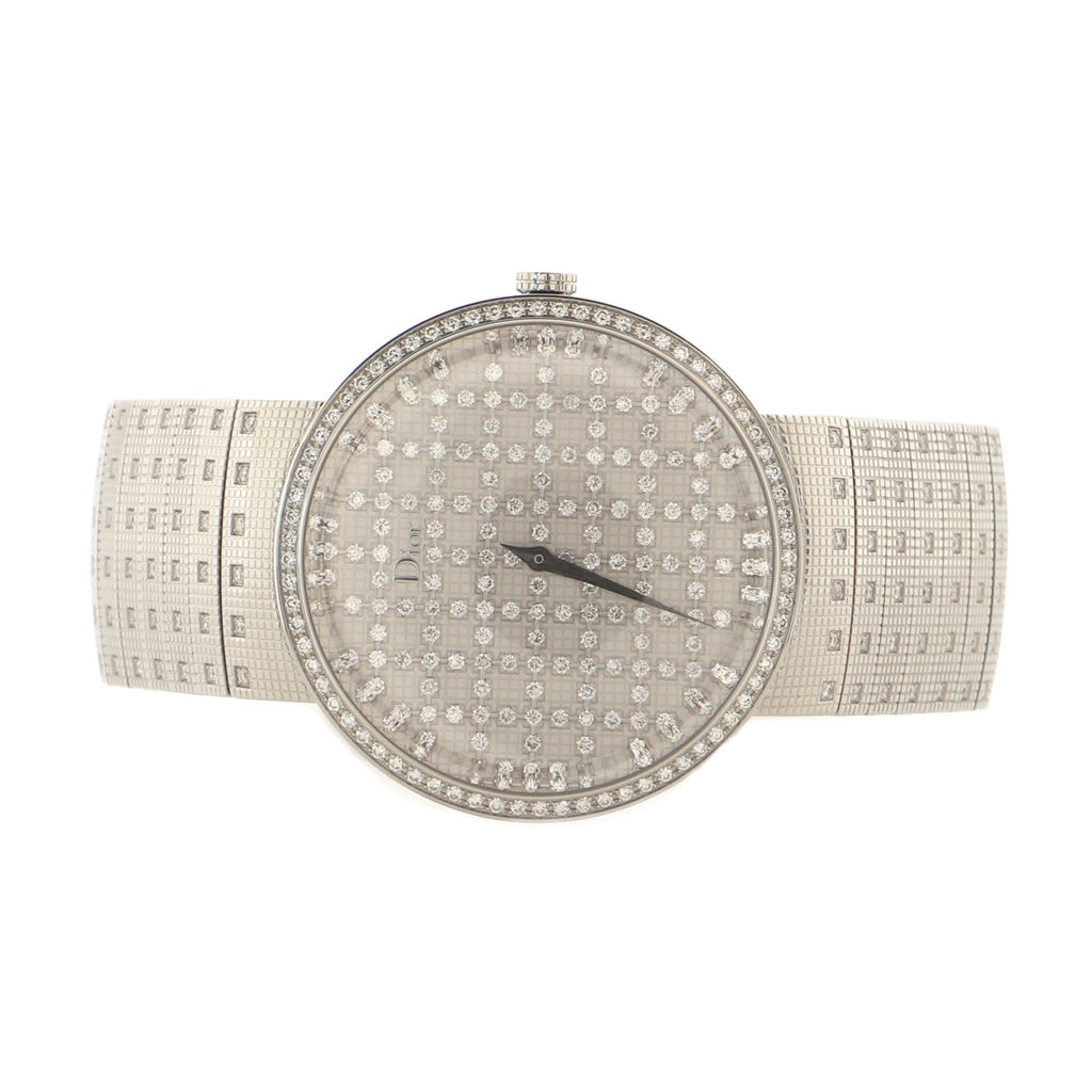 La D De Dior Quartz Watch Stainless Steel and Diamonds with Diamond Bezel and Dial 38