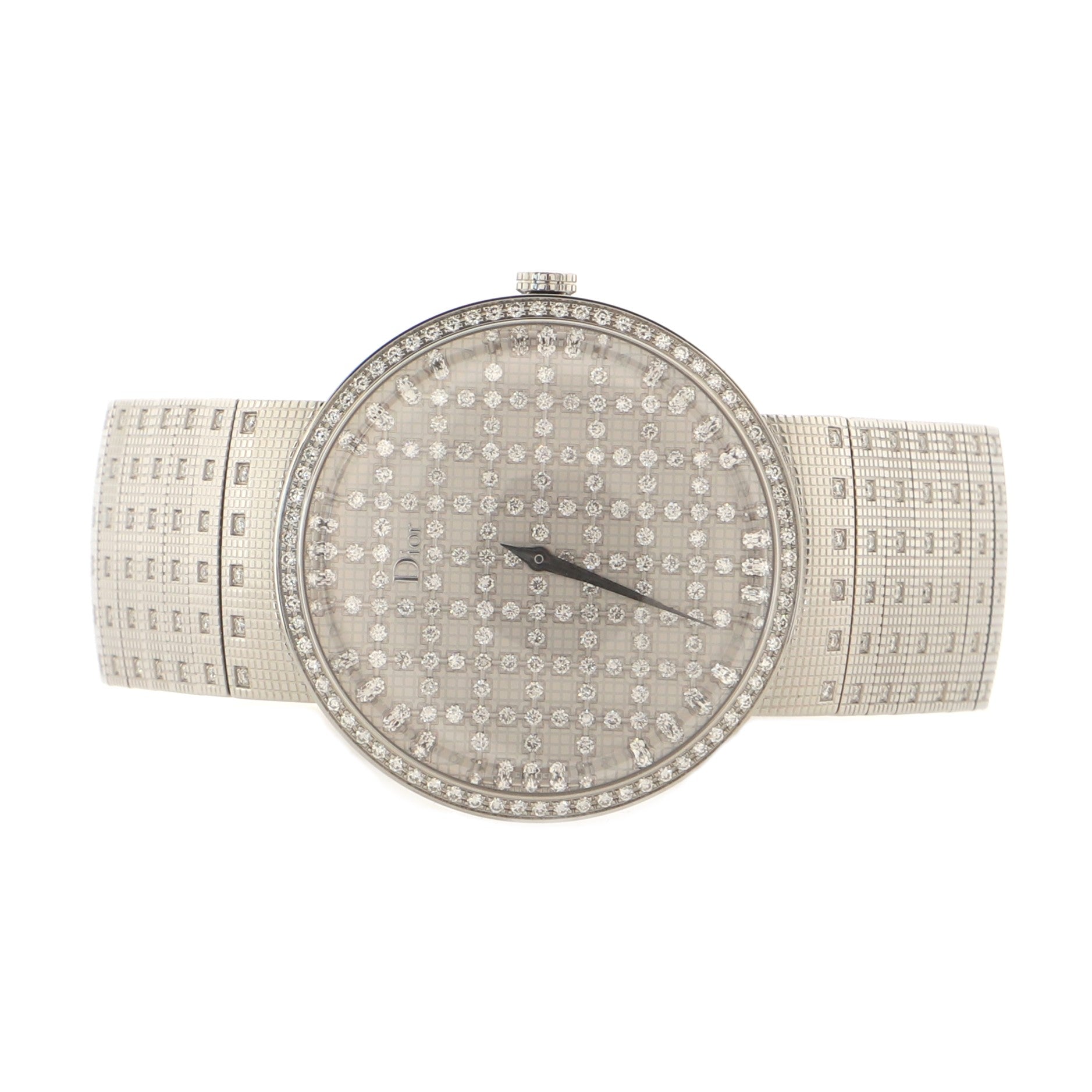 La D De Dior Quartz Watch Stainless Steel and Diamonds with Diamond Bezel and Dial 38