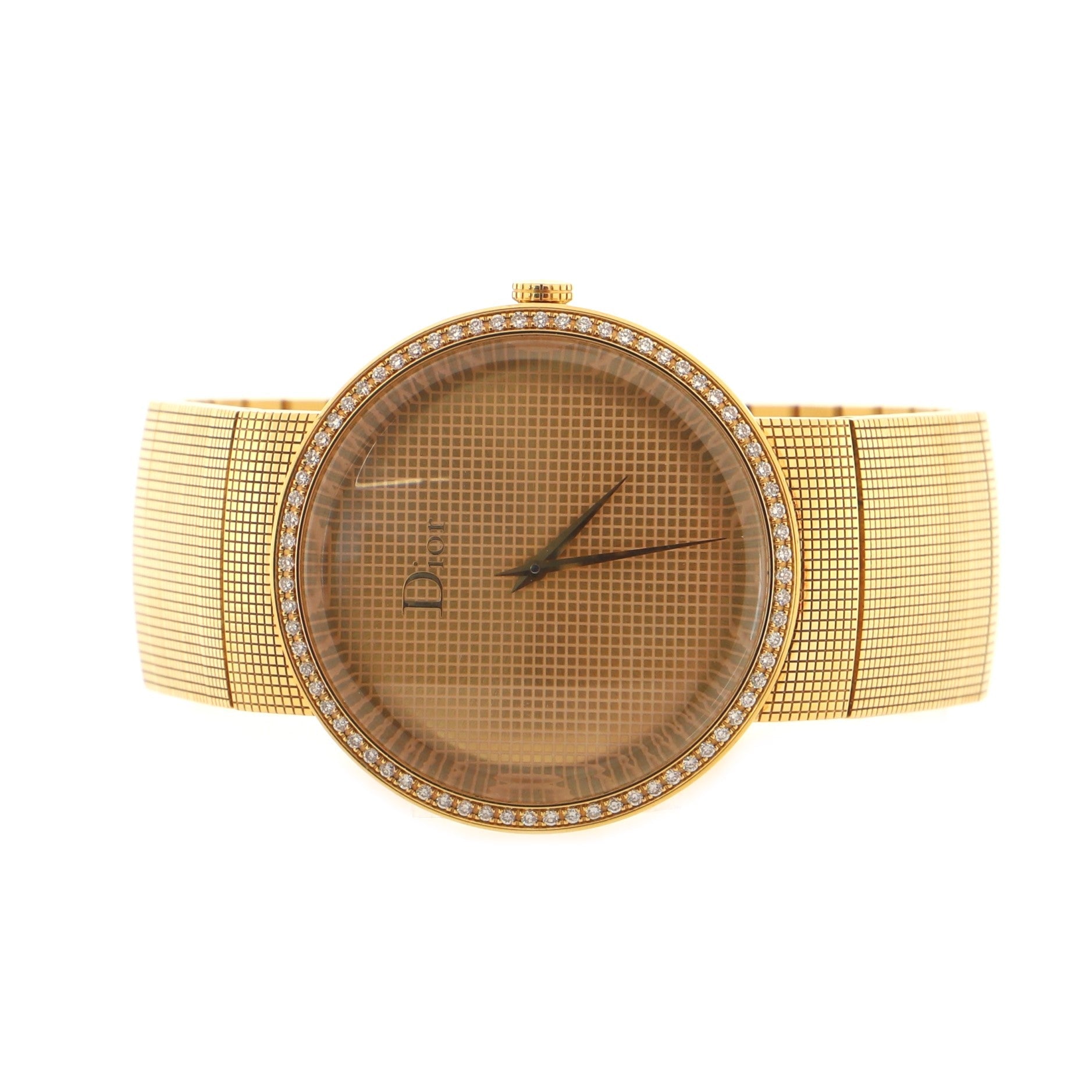 La D De Dior Quartz Watch Yellow Gold with Diamond Bezel 38