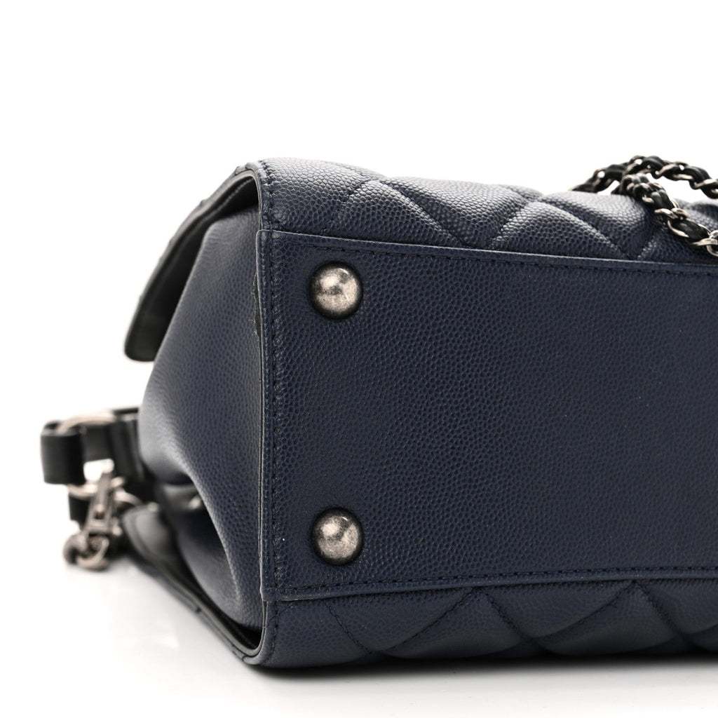 Caviar Quilted Small CC Bucket Bag Navy