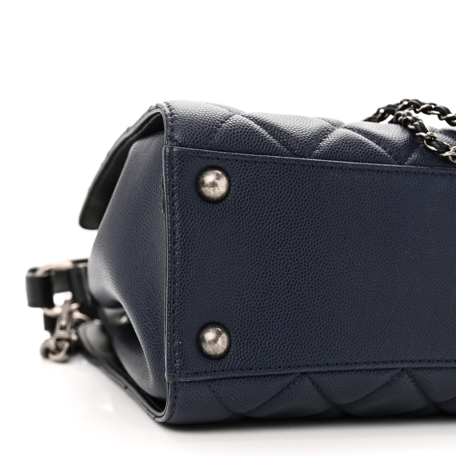 Caviar Quilted Small CC Bucket Bag Navy