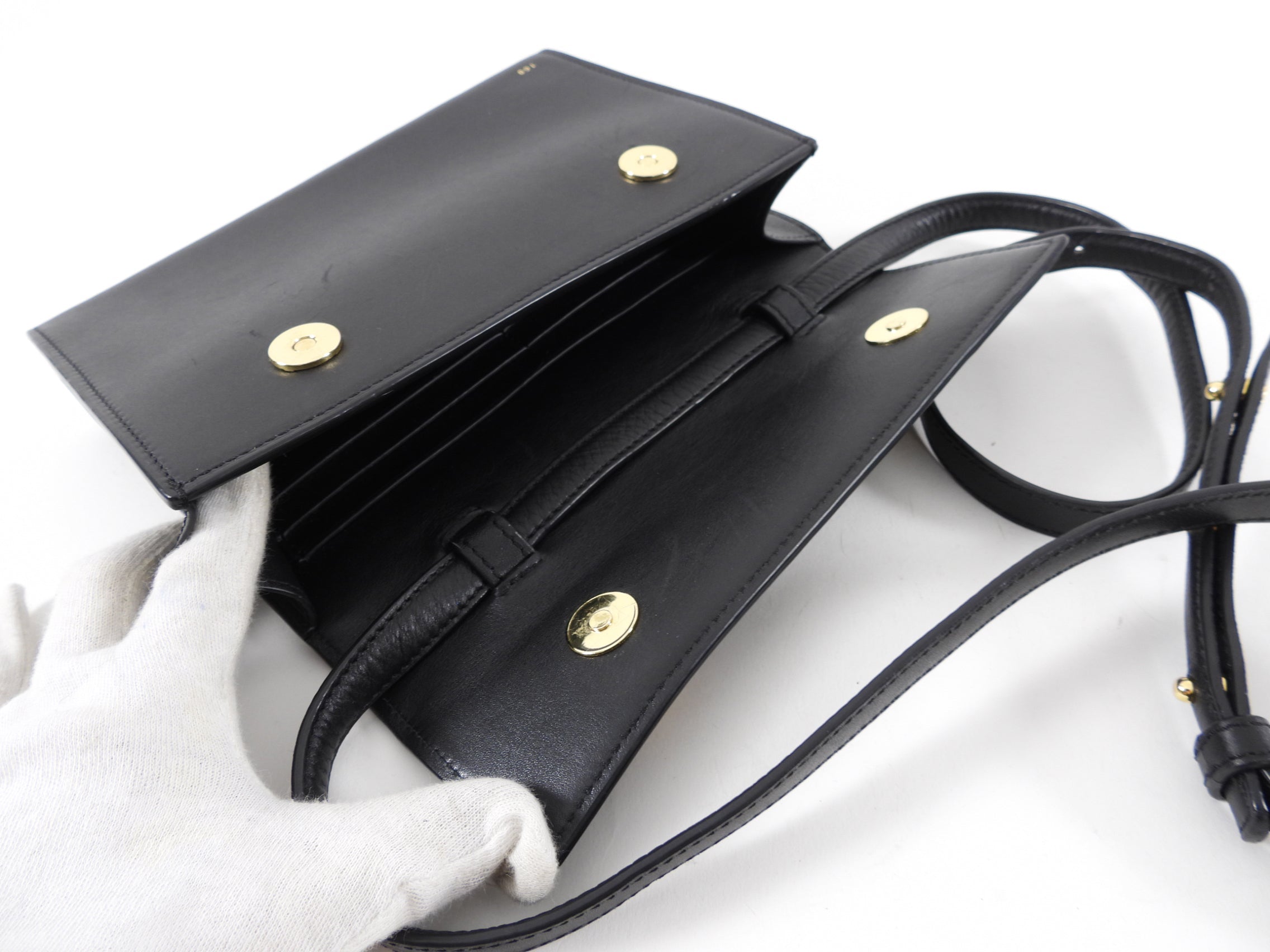 RSVP Paris Black Leather Golden Eyes Bag