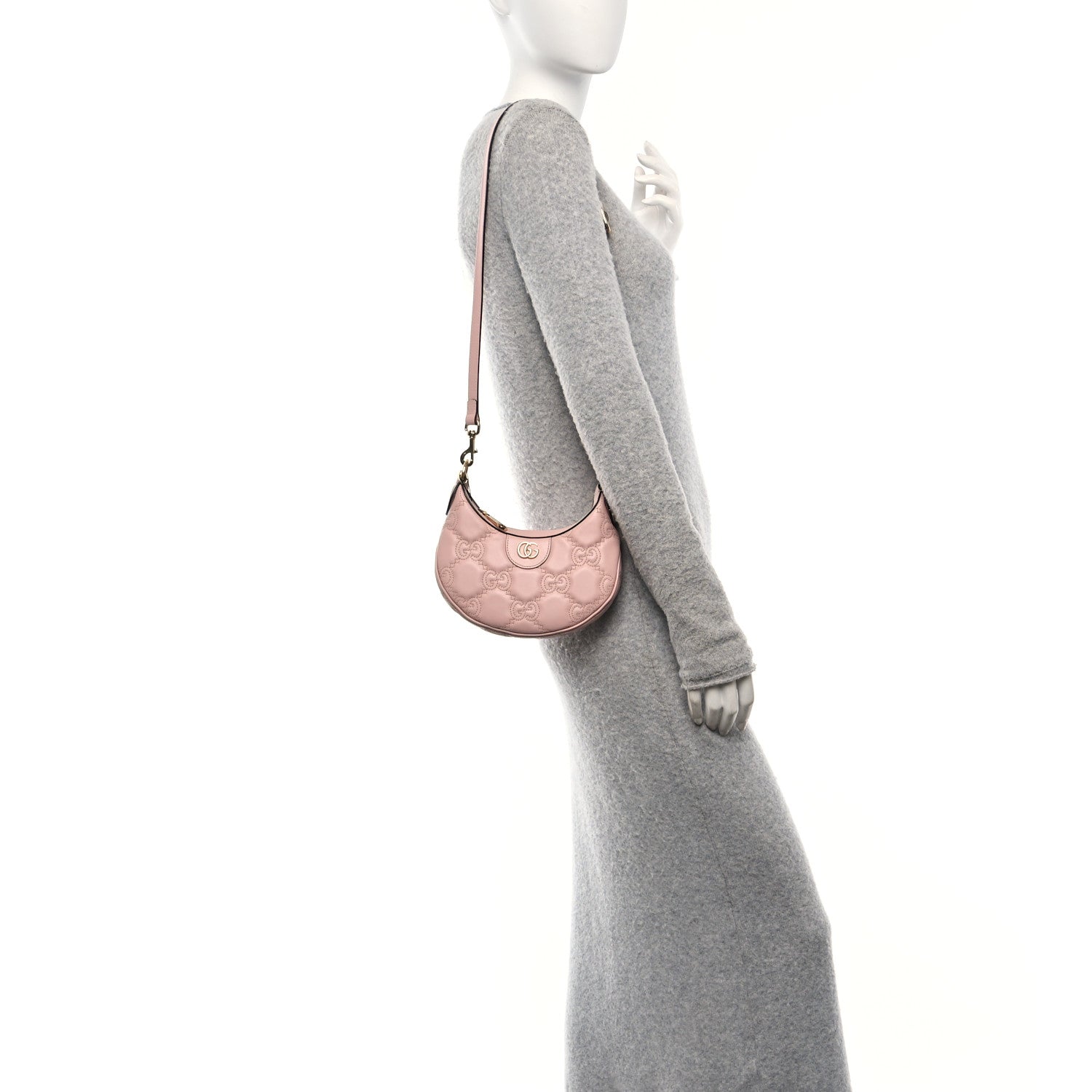 Calfskin GG Matelasse Mini Hobo Shoulder Bag Perfect Pink Natural