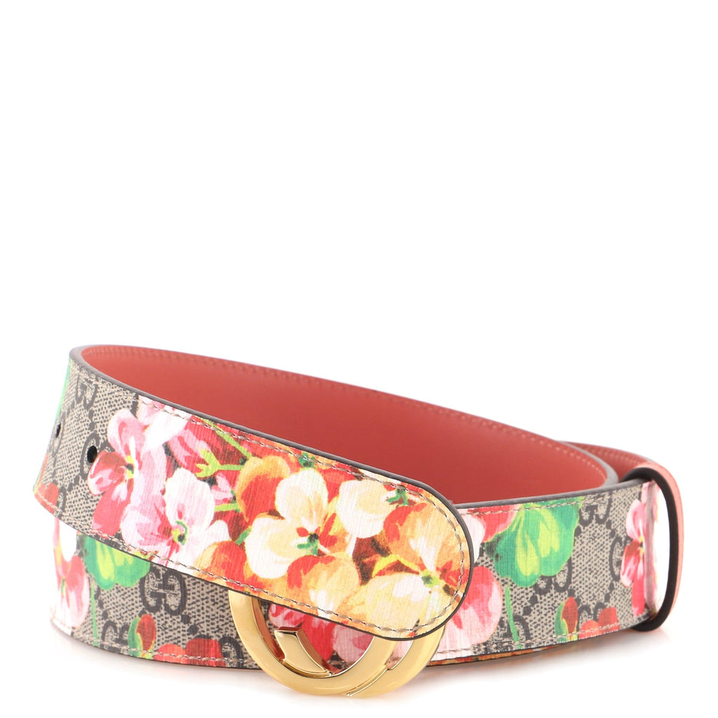 Interlocking G Belt Blooms Print GG Coated Canvas Wide 90