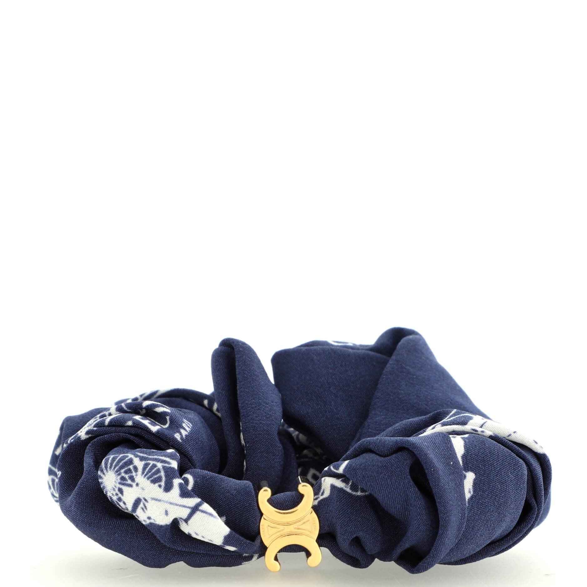 Triomphe Scrunchie Printed Silk with Metal