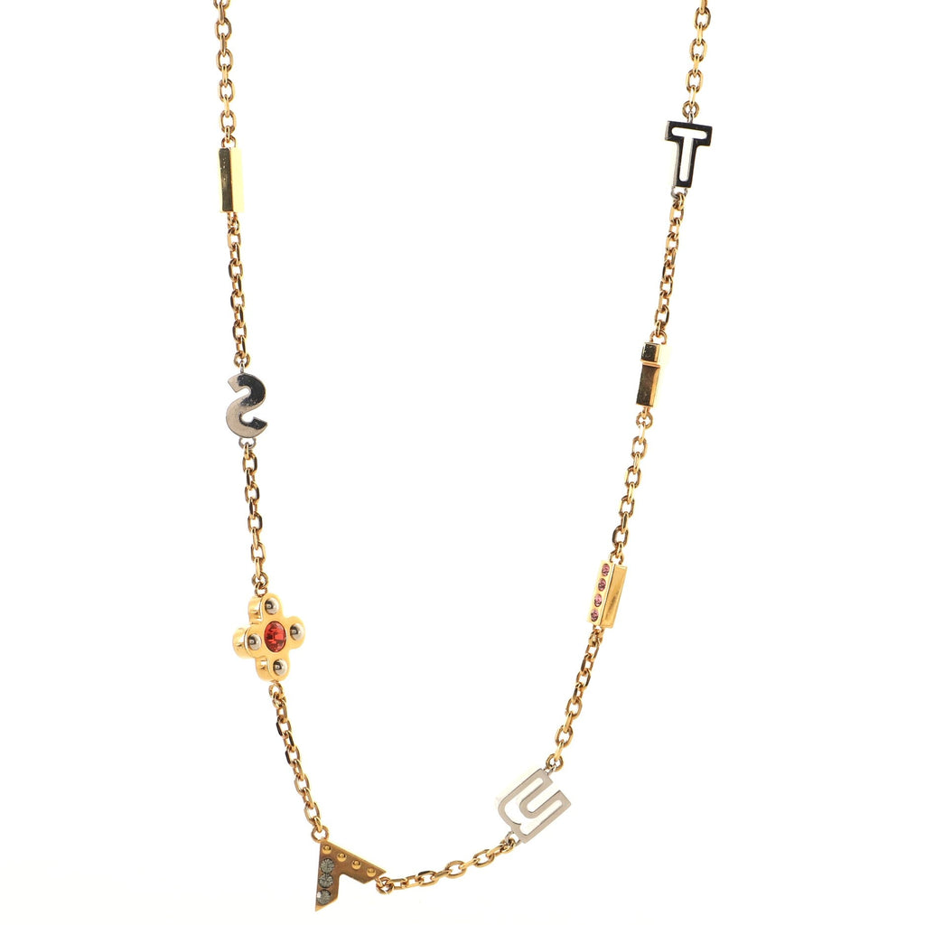 Love Letters Pendant Long Necklace Metal with Crystal