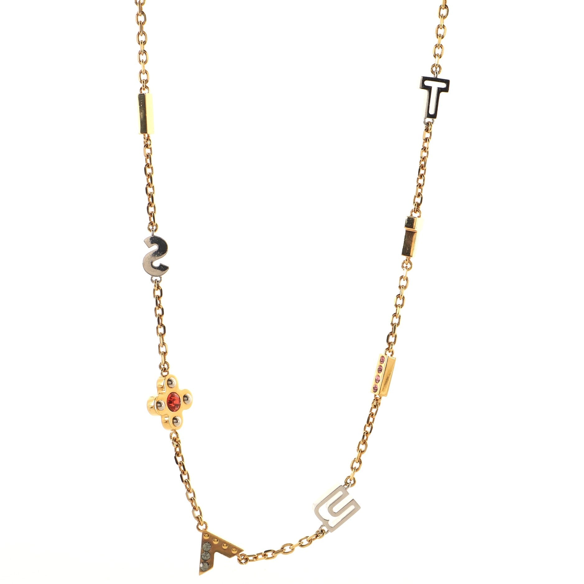Love Letters Pendant Long Necklace Metal with Crystal