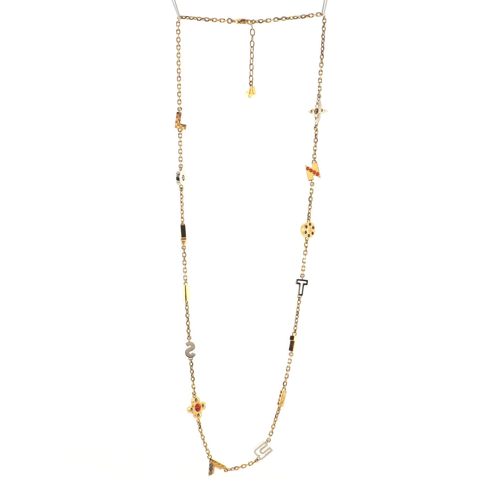 Love Letters Pendant Long Necklace Metal with Crystal