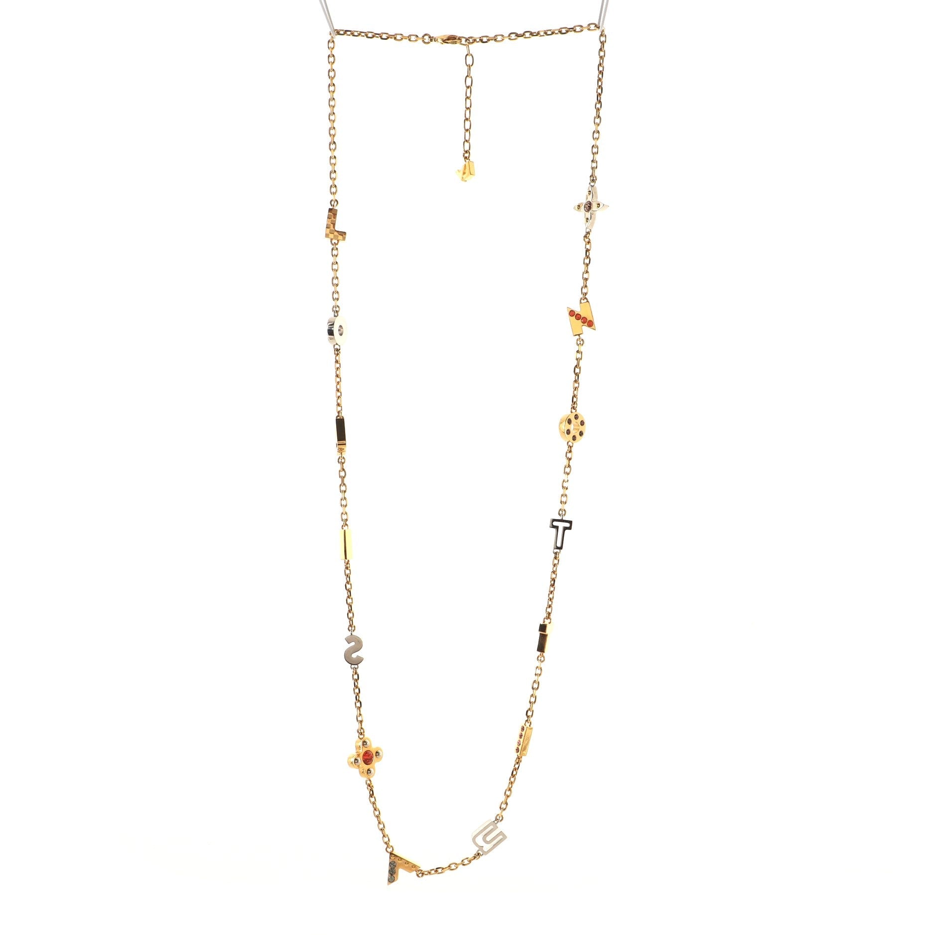 Love Letters Pendant Long Necklace Metal with Crystal