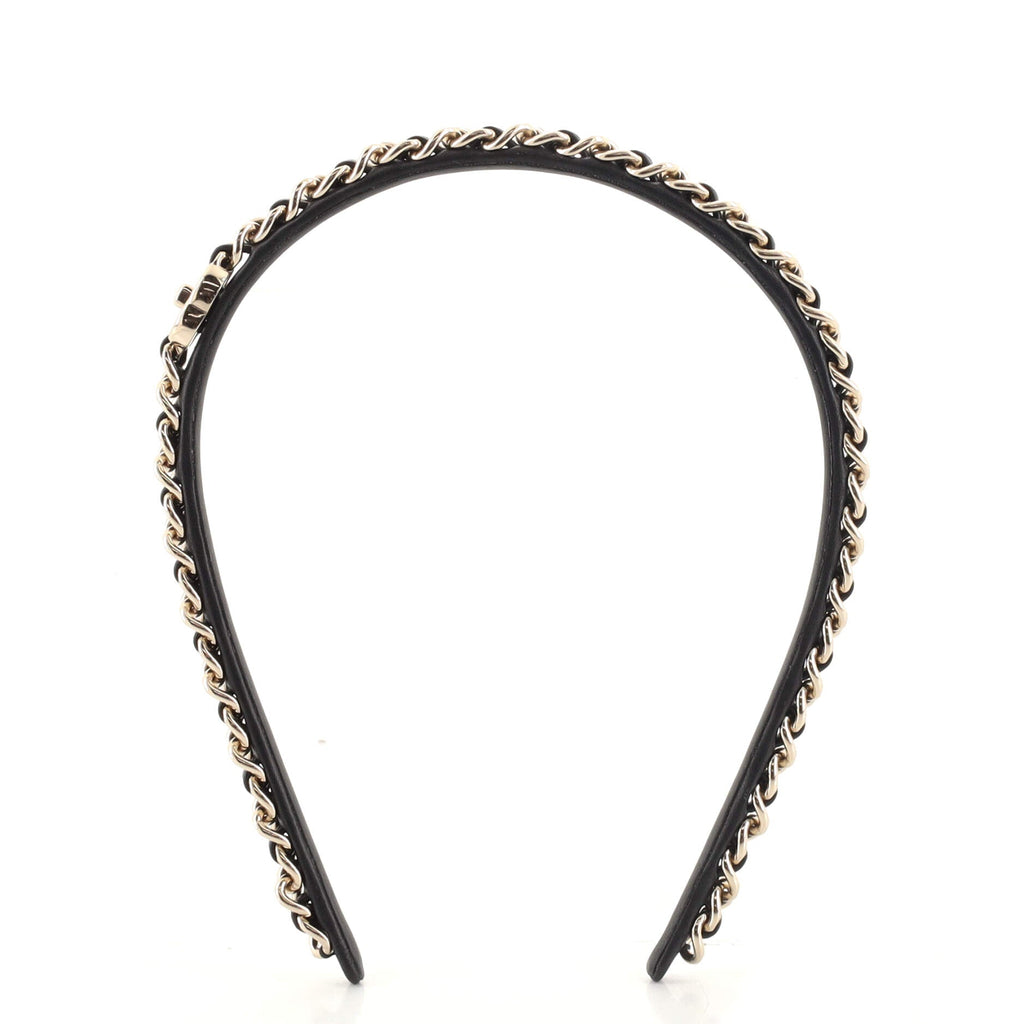 CC Turnlock Chain Link Headband Lambskin and Metal