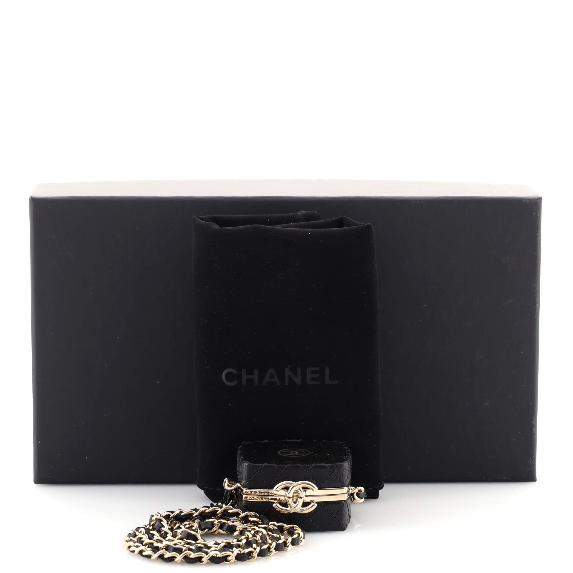 CC Make-Up Box Clutch with Chain Quilted Lambskin and Metal Mini