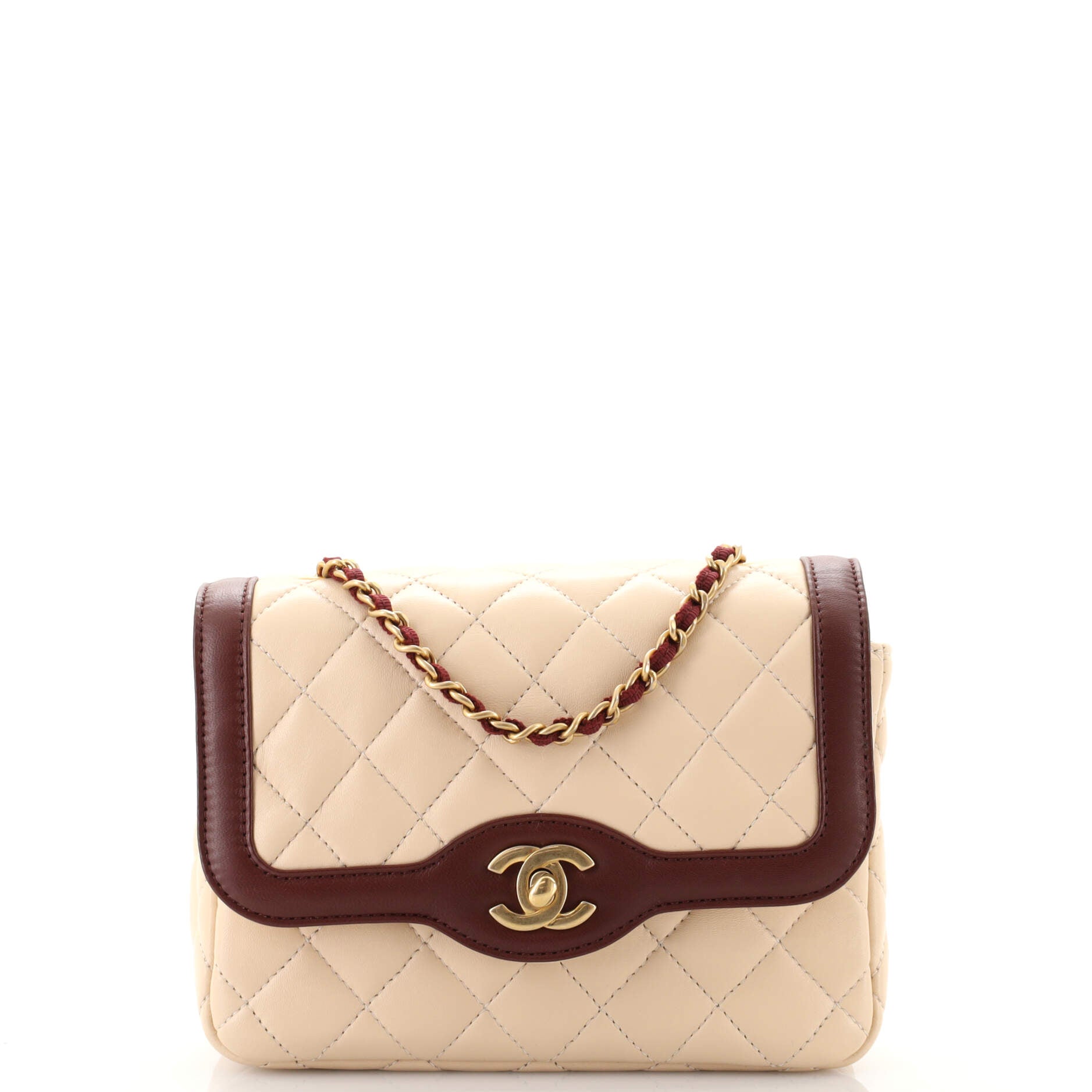 Two Tone Flap Bag Quilted Lambskin Mini