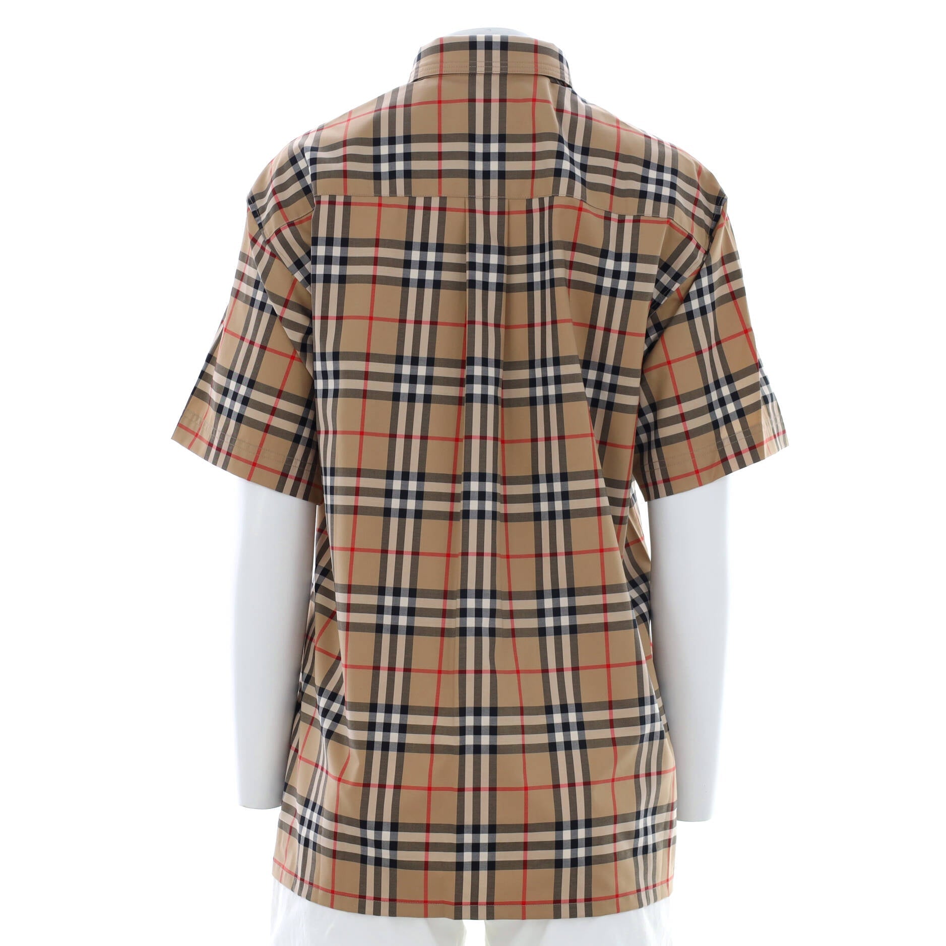 Women's Patch Short Sleeve Button Down Shirt Cotton Blend