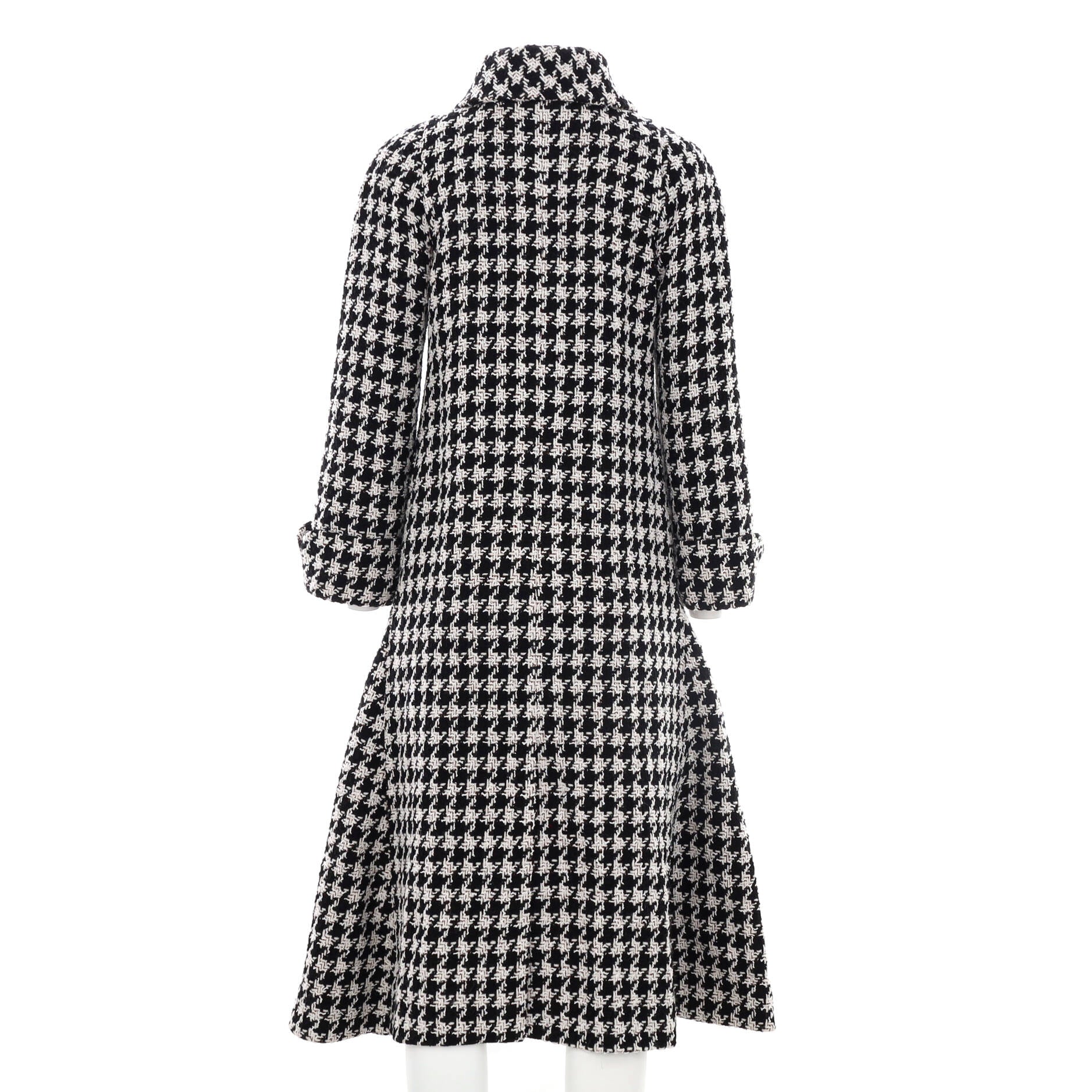 Women's Button-Up Long Coat Houndstooth Tweed