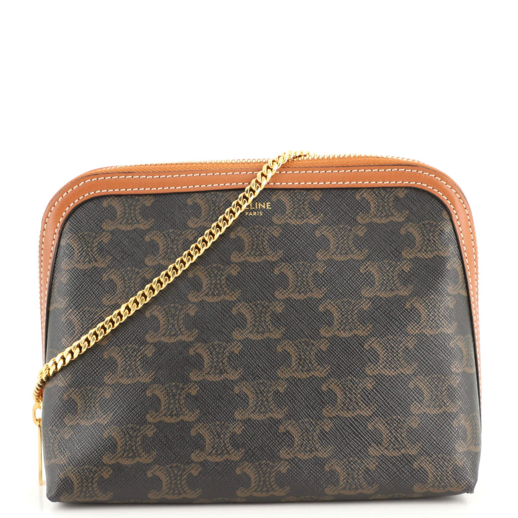 Zip Around Chain Clutch Triomphe Coated Canvas