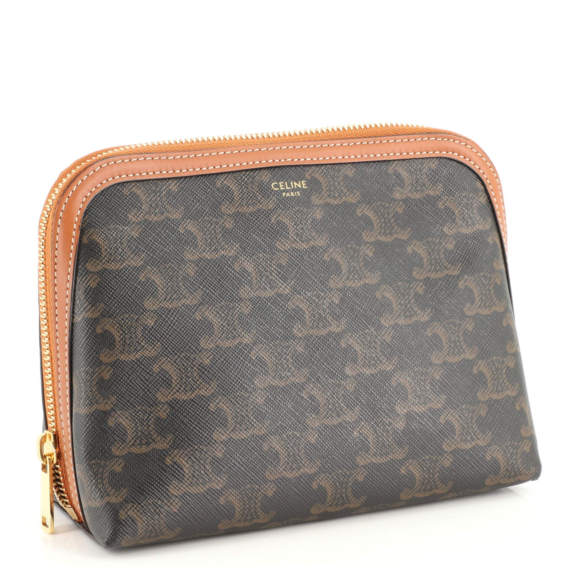 Zip Around Chain Clutch Triomphe Coated Canvas