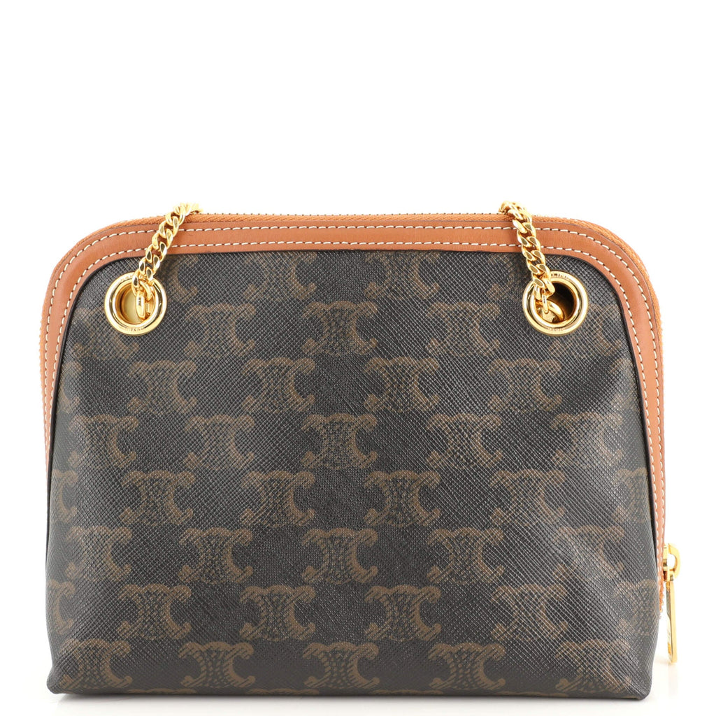 Zip Around Chain Clutch Triomphe Coated Canvas