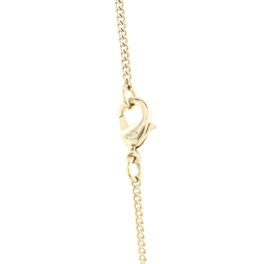 CC Flower Drop Pendant Necklace Metal with Faux Pearl and Enamel