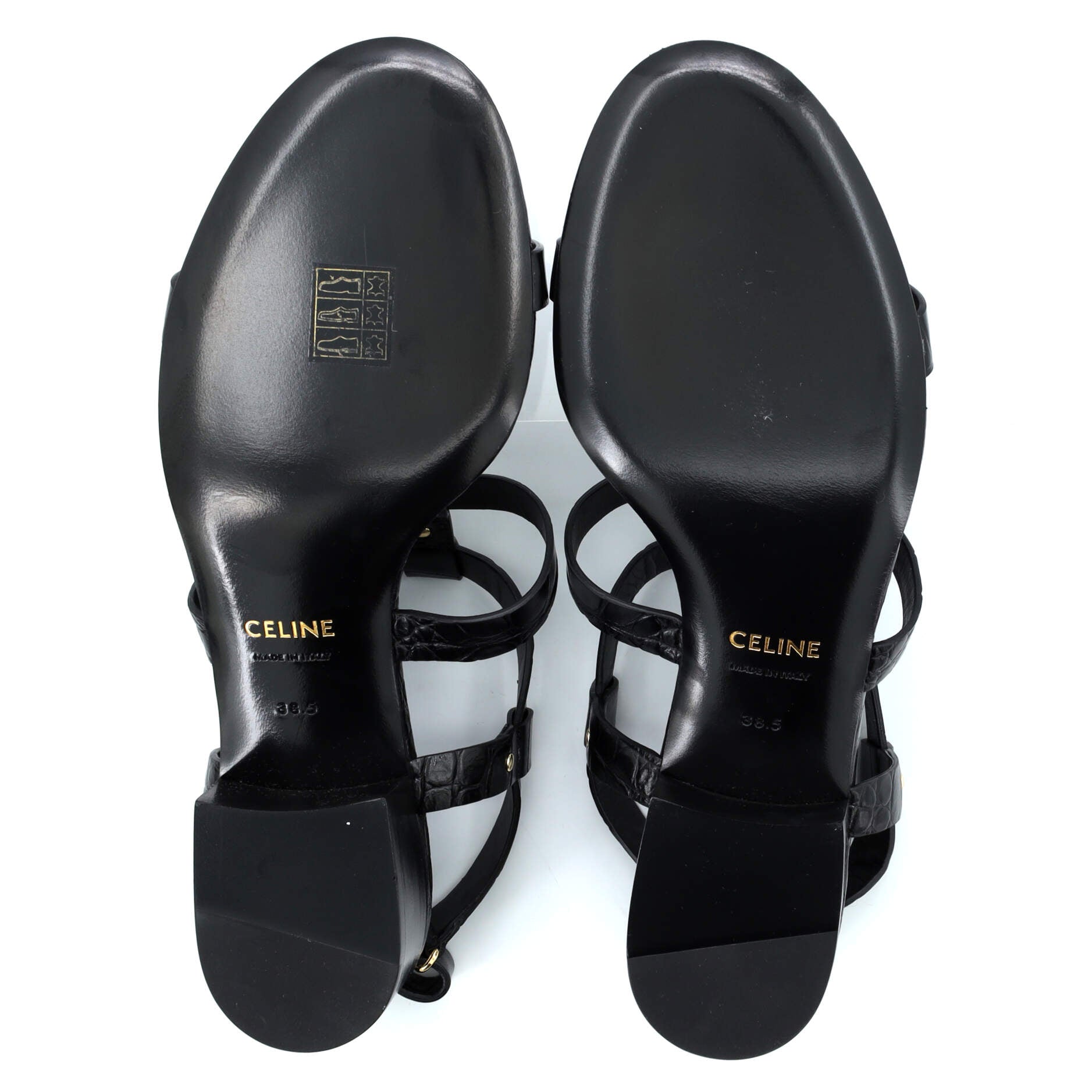 Women's Triomphe Strappy Sandals Crocodile Embossed Leather