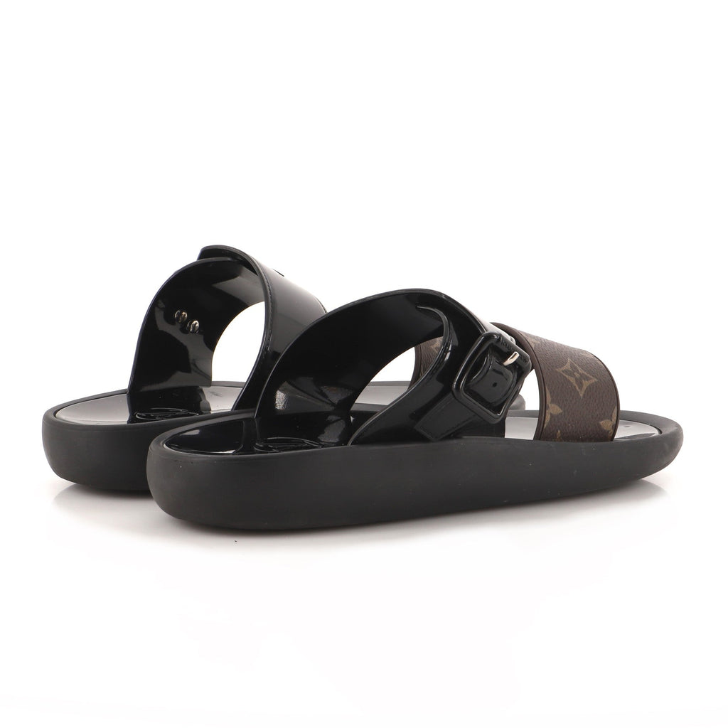 Women's Sunbath Flat Mule Sandals Monogram Canvas and Patent